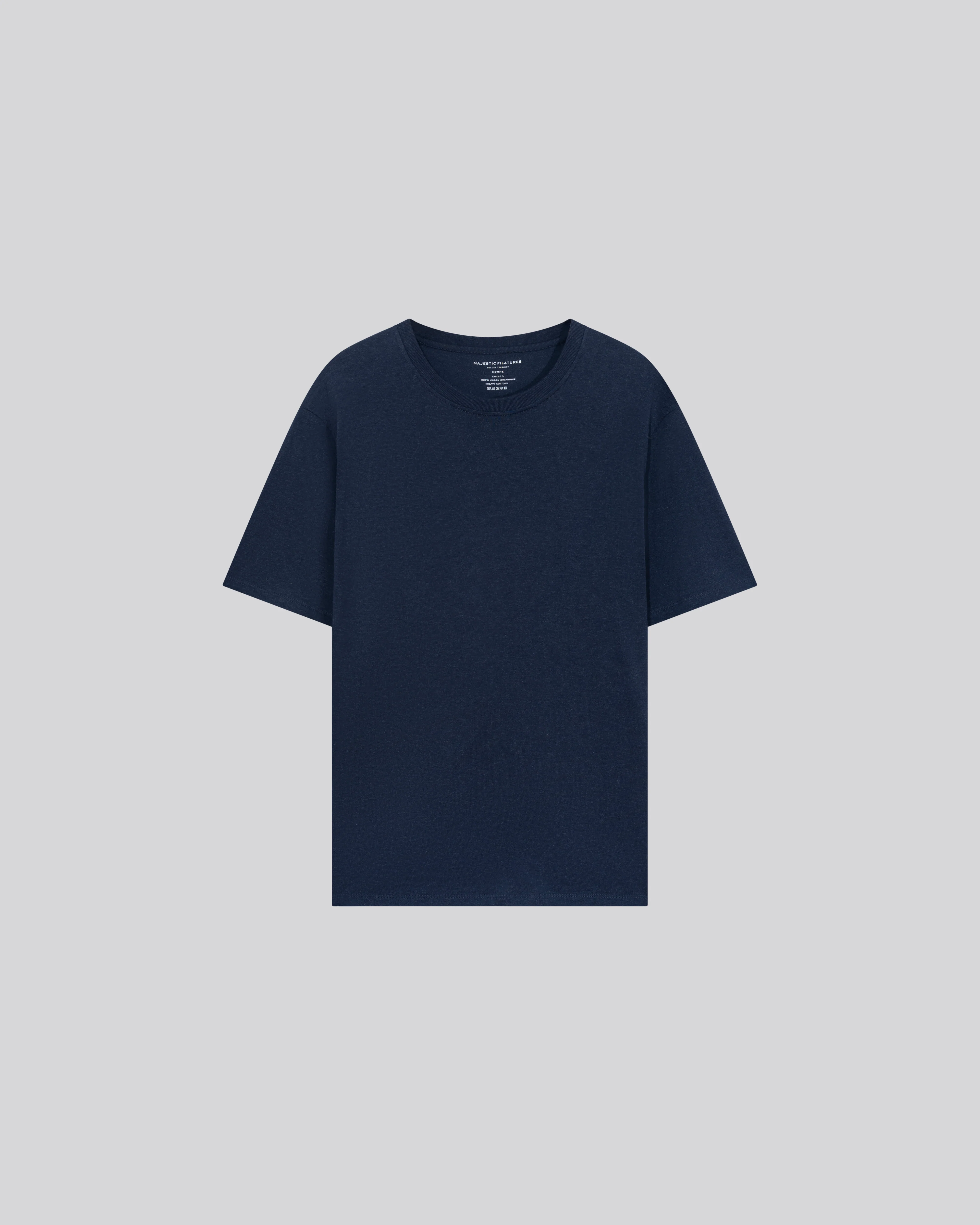 T-shirt Bleu Col Rond Manches Courtes en Coton organique - Image 6