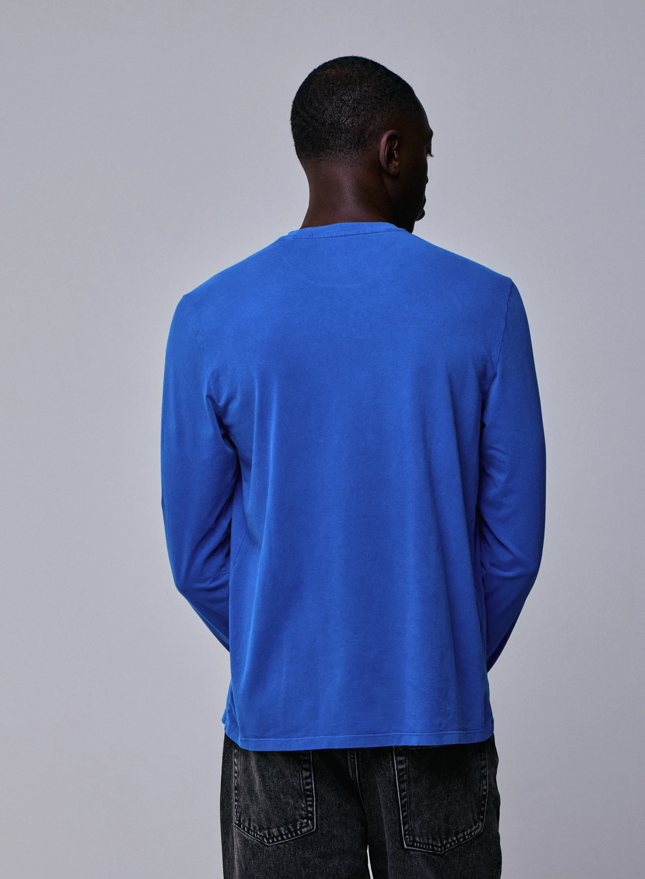T-shirt Bleu Col Rond Manches Longues en Coton organique / Elasthanne - Image 5