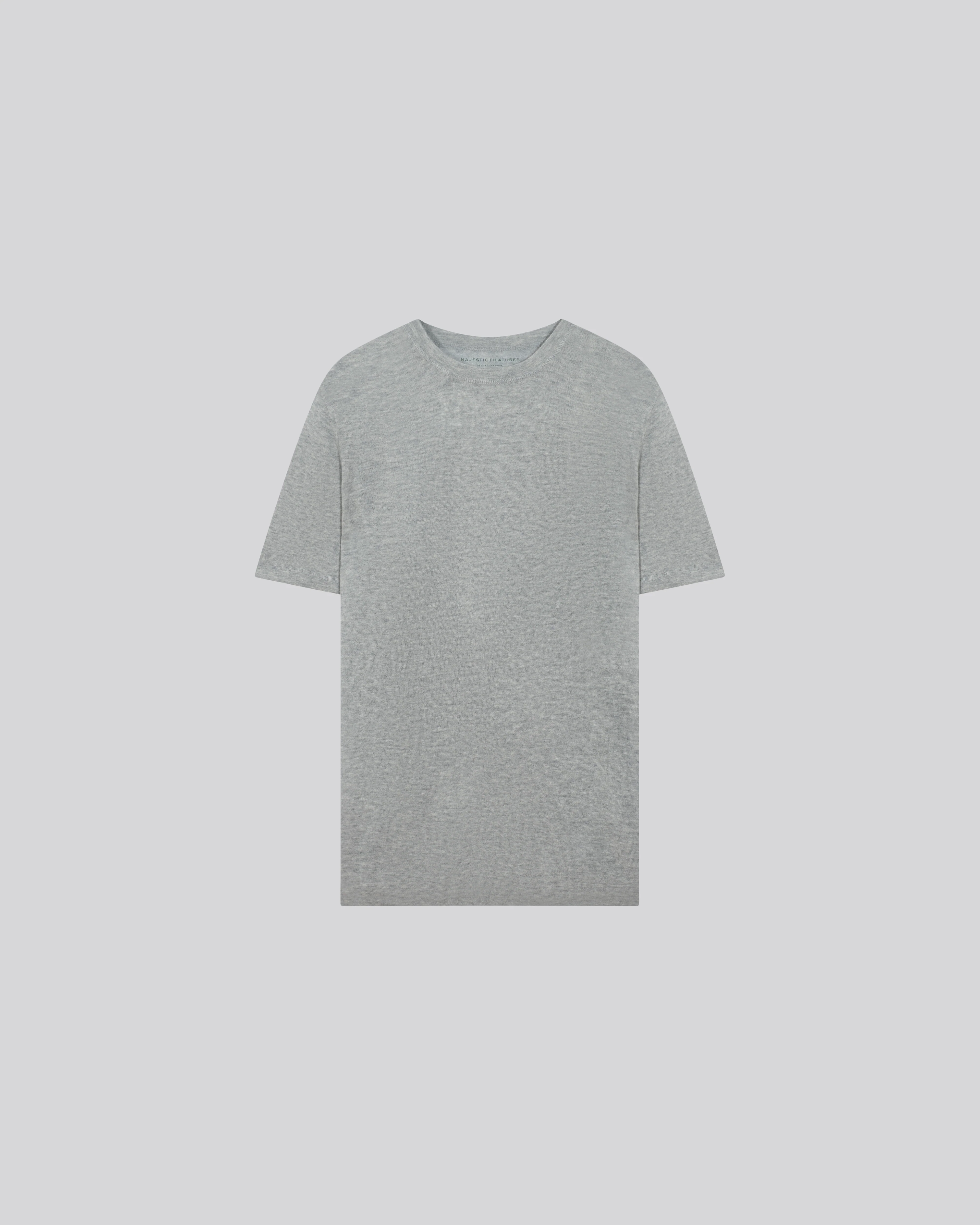 T-shirt Gris Col Rond Manches Courtes en Cachemire - Image 6