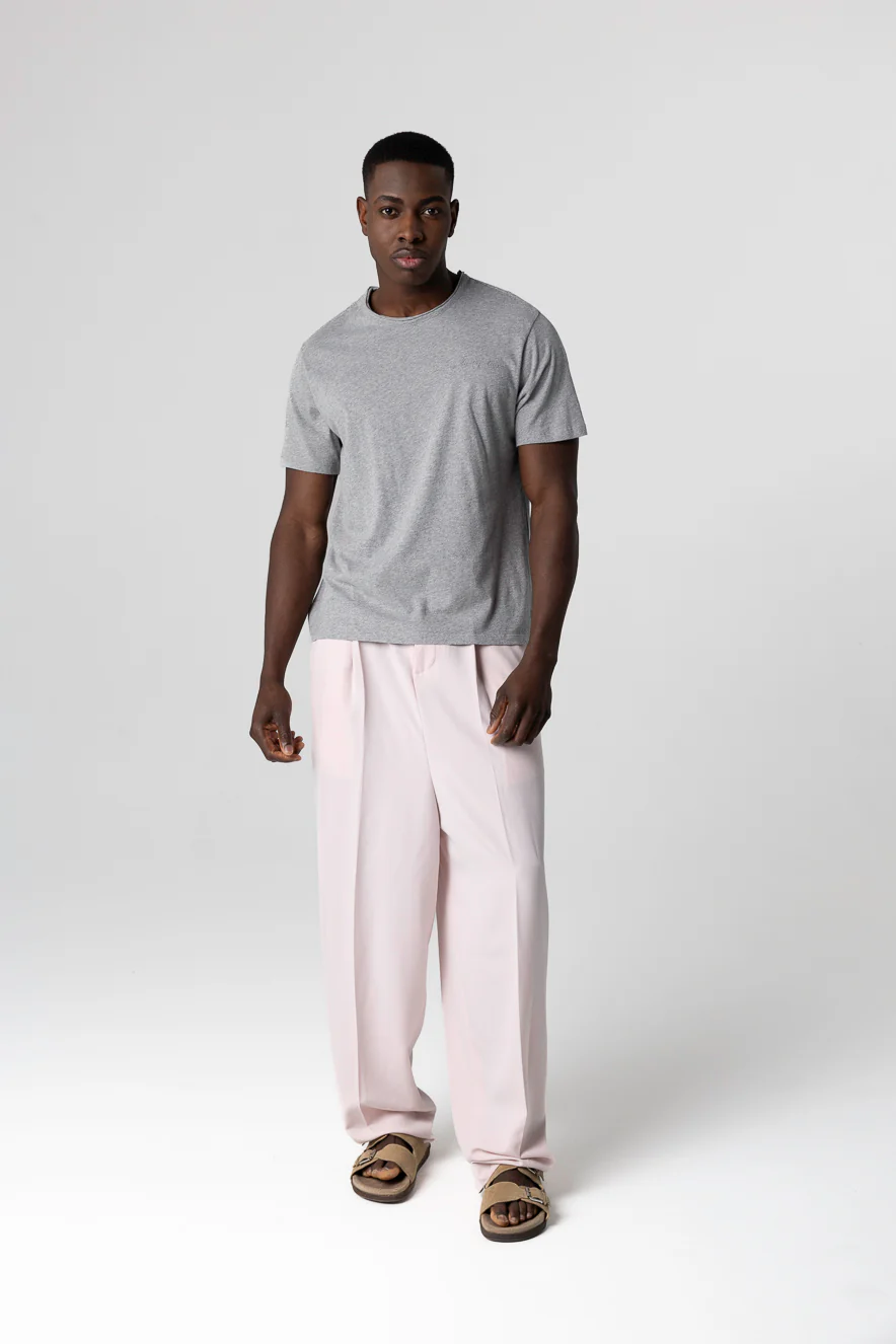 T-shirt Gris Col Rond Manches Courtes en Coton organique - Image 3