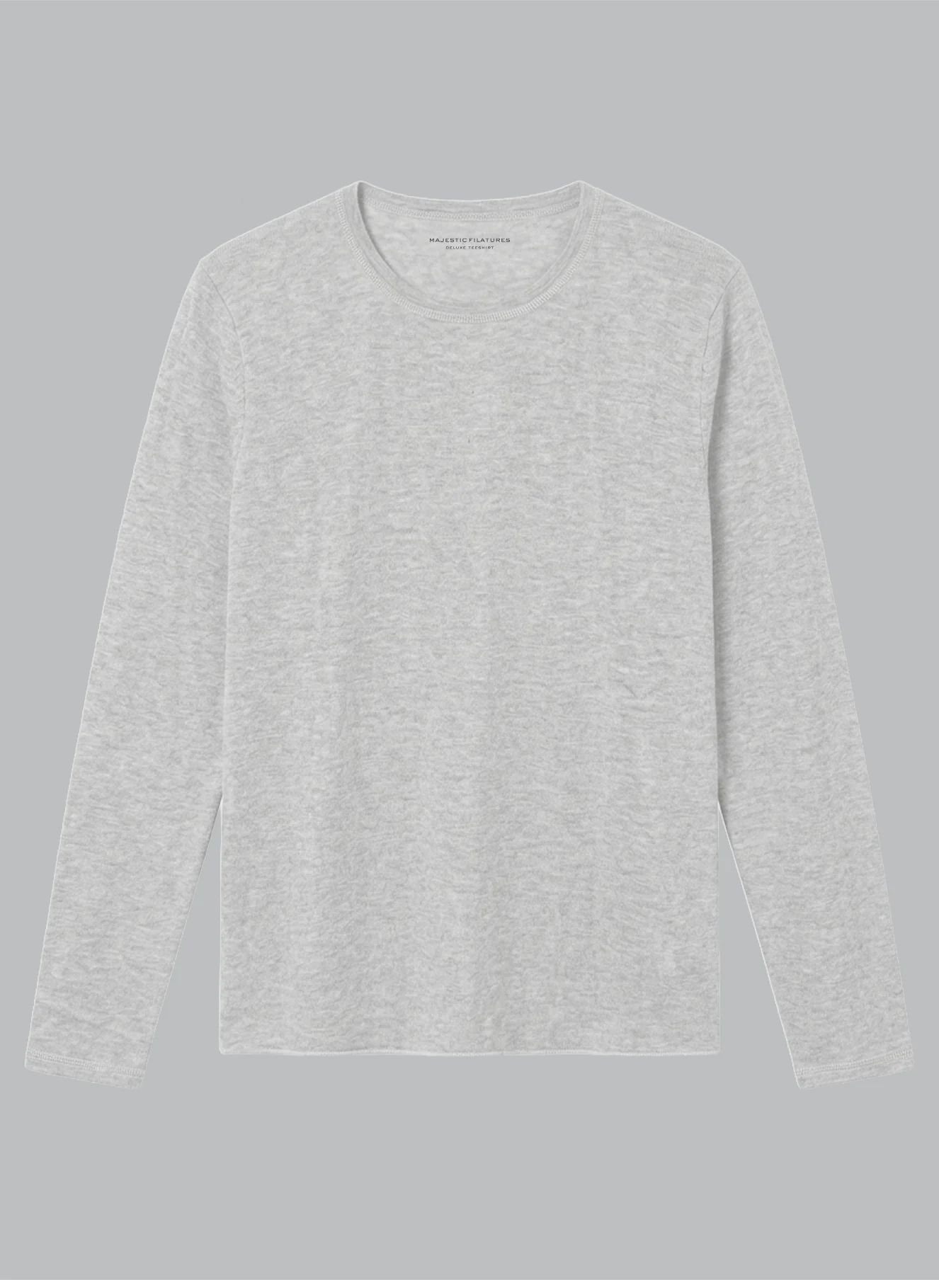 T-shirt Gris Col Rond Manches Longues en Cachemire - Image 7