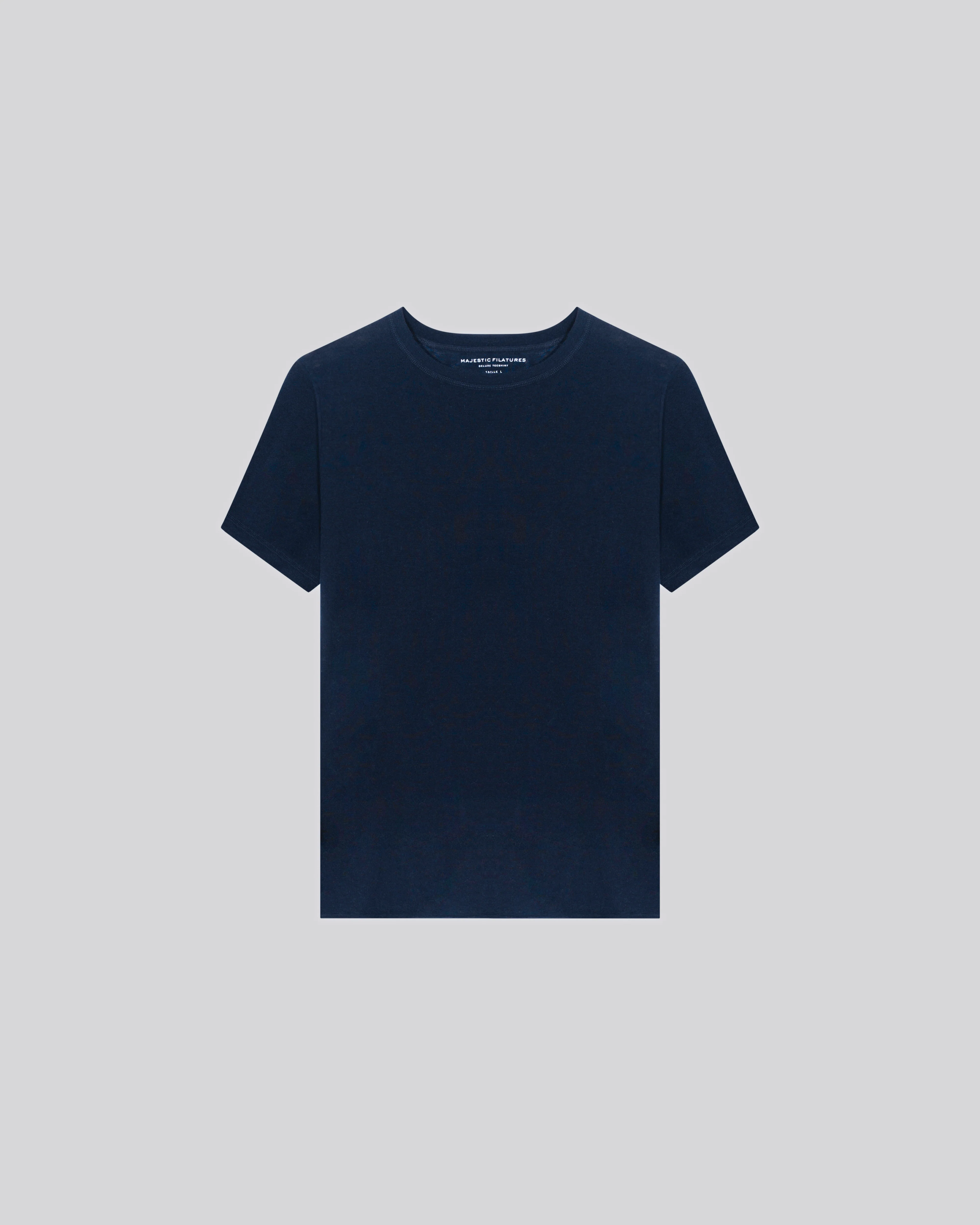 T-shirt Marine Col Rond Manches Courtes en Cachemire - Image 6