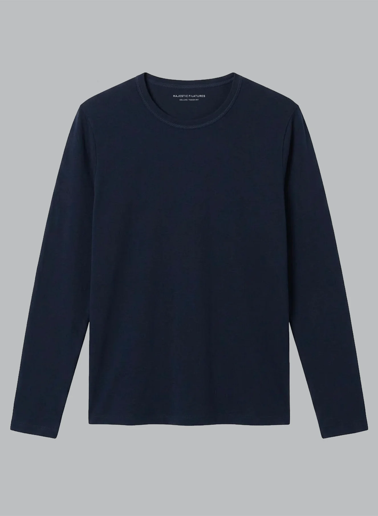 T-shirt Marine Col Rond Manches Longues en Cachemire - Image 6