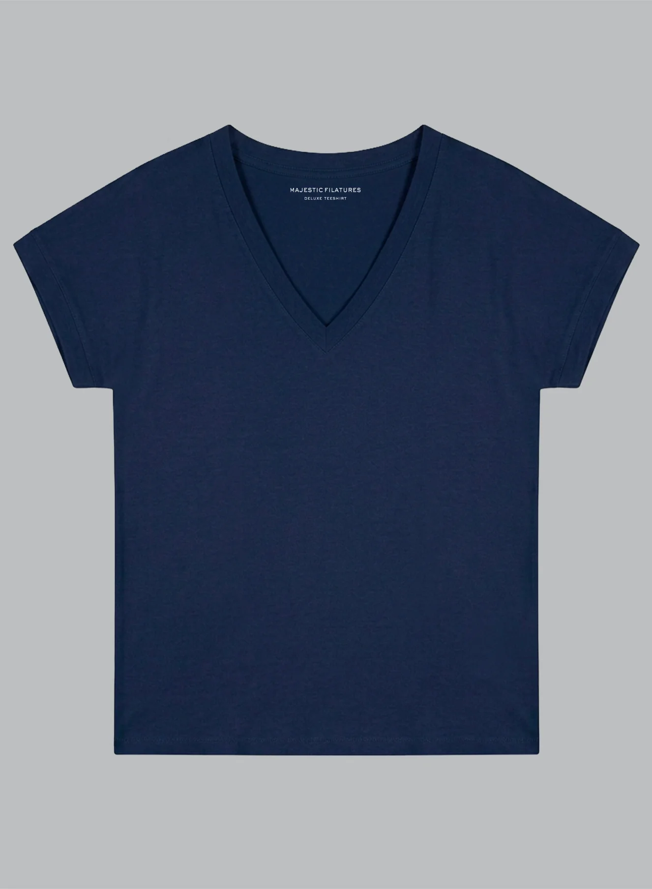 T-shirt Marine Col V Manches Courtes en Coton Organique - Image 6