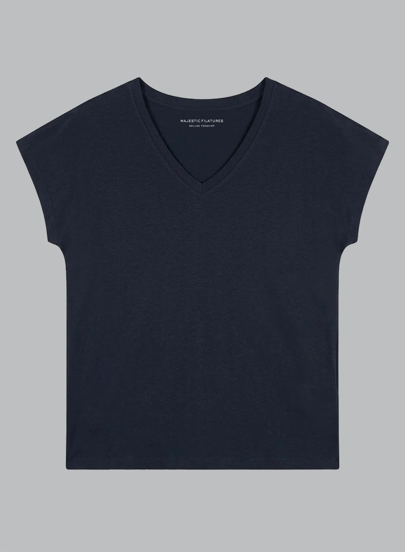 T-shirt Marine Col V Manches Courtes en Viscose / Elasthanne - Image 6