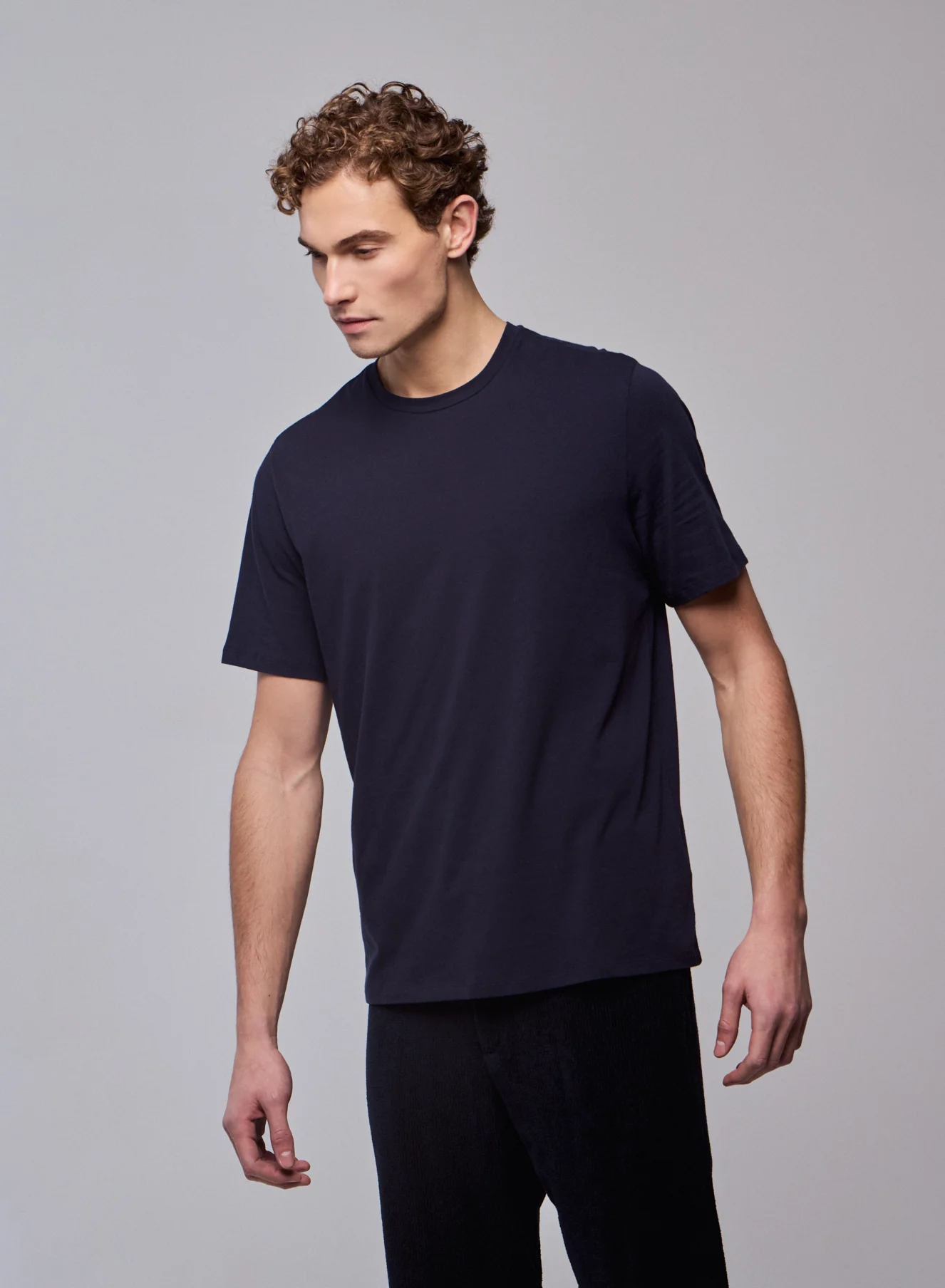 T-shirt Marine Col Rond Manches Courtes en Coton organique / Elasthanne - Image 4