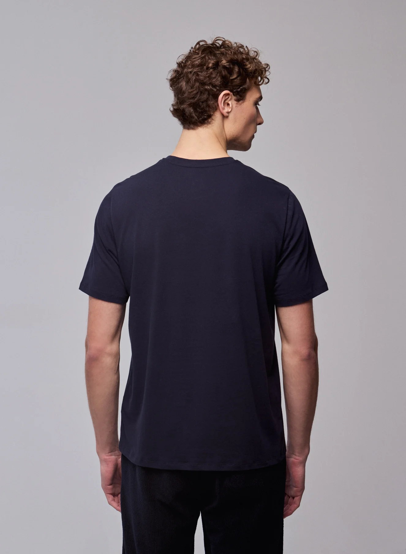 T-shirt Marine Col Rond Manches Courtes en Coton organique / Elasthanne - Image 5