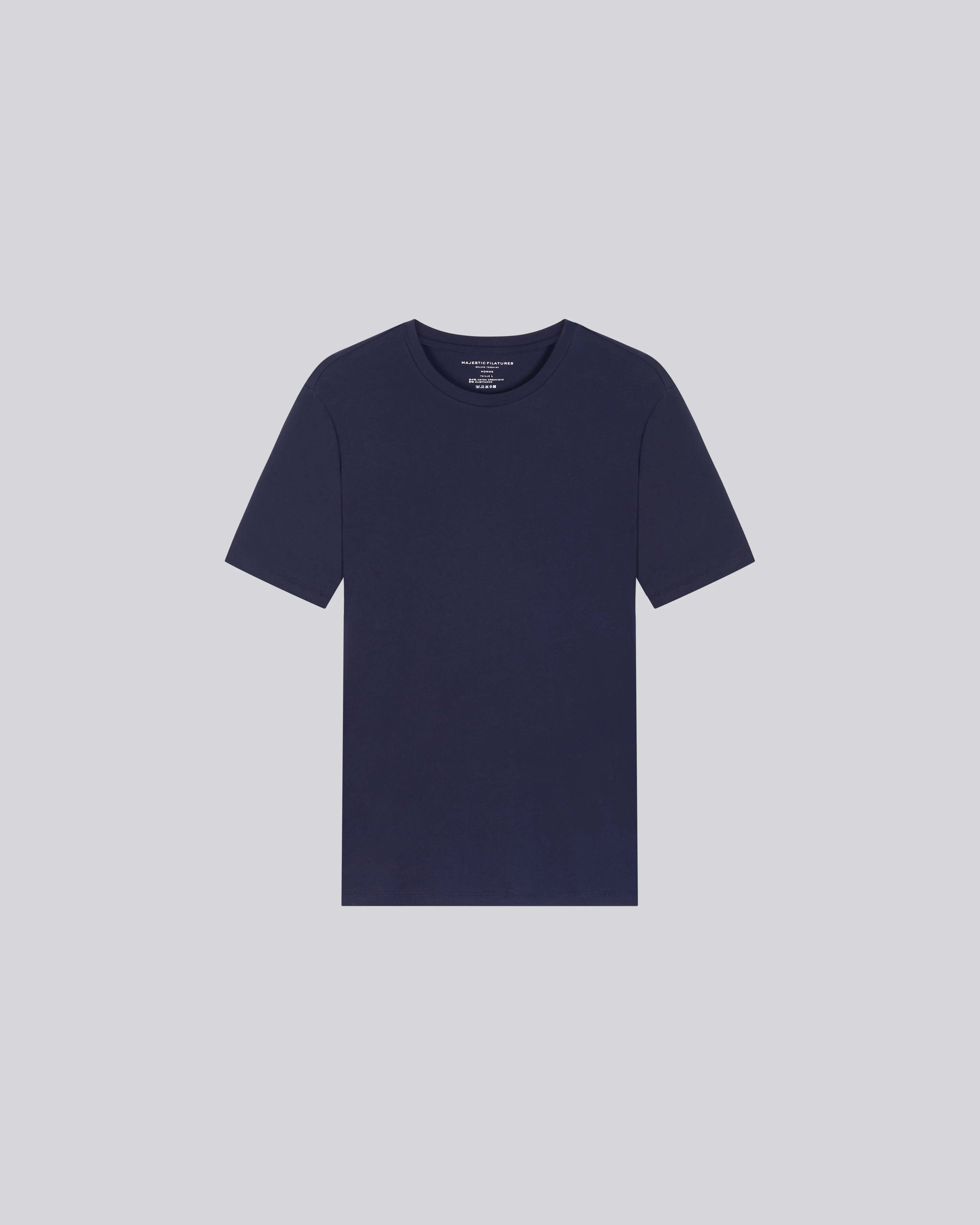 T-shirt Marine Col Rond Manches Courtes en Coton organique / Elasthanne - Image 7