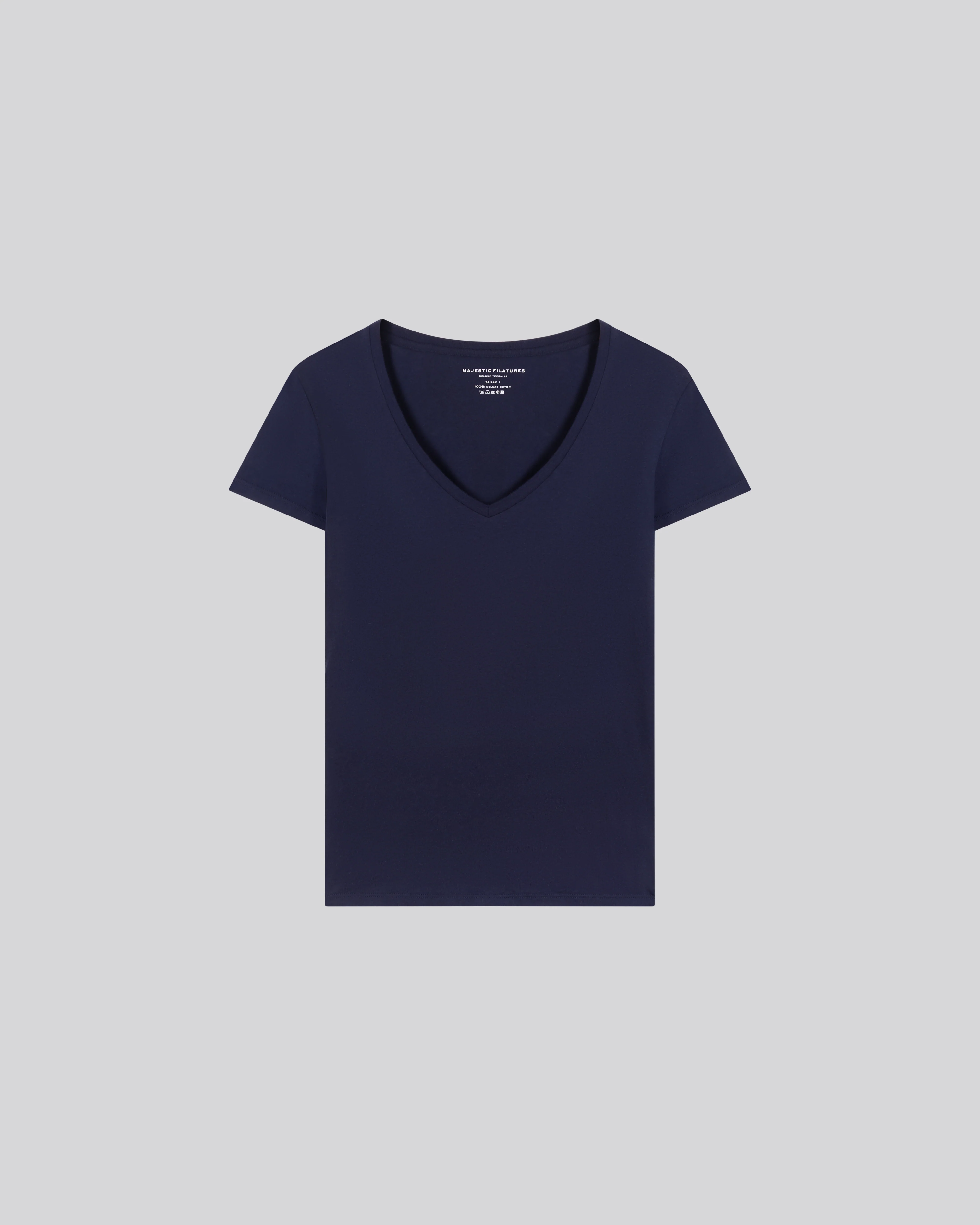 T-shirt Marine Julia Col V Manches Courtes en Coton Organique - Image 6