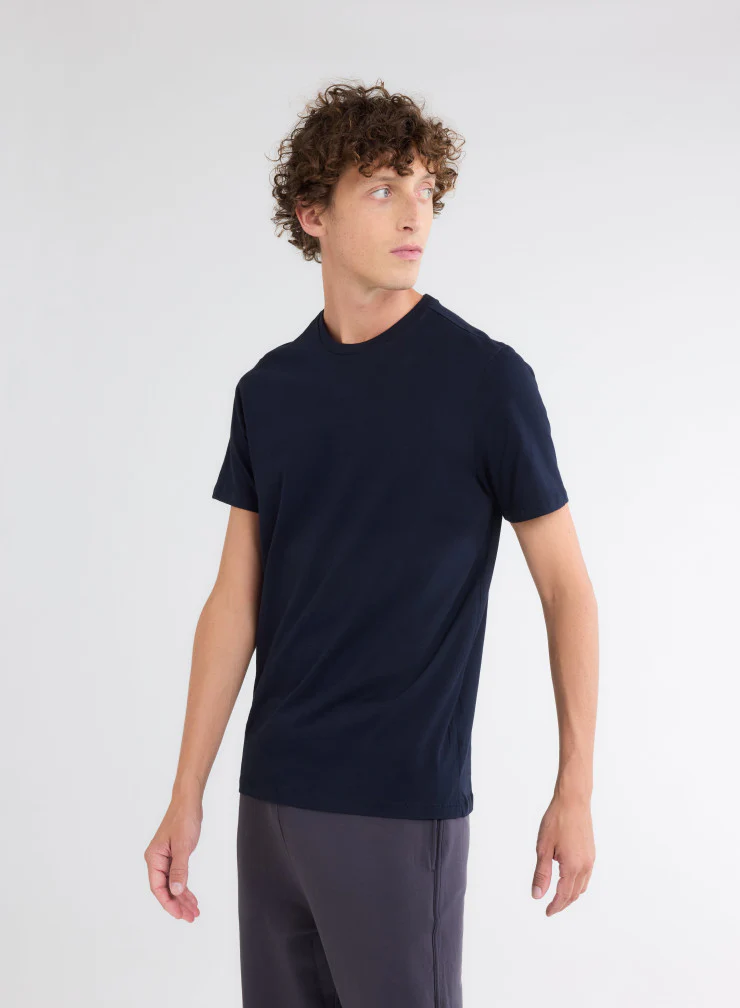T-shirt Marine Julien Col Rond Manches Courtes en Deluxe Coton - Image 3