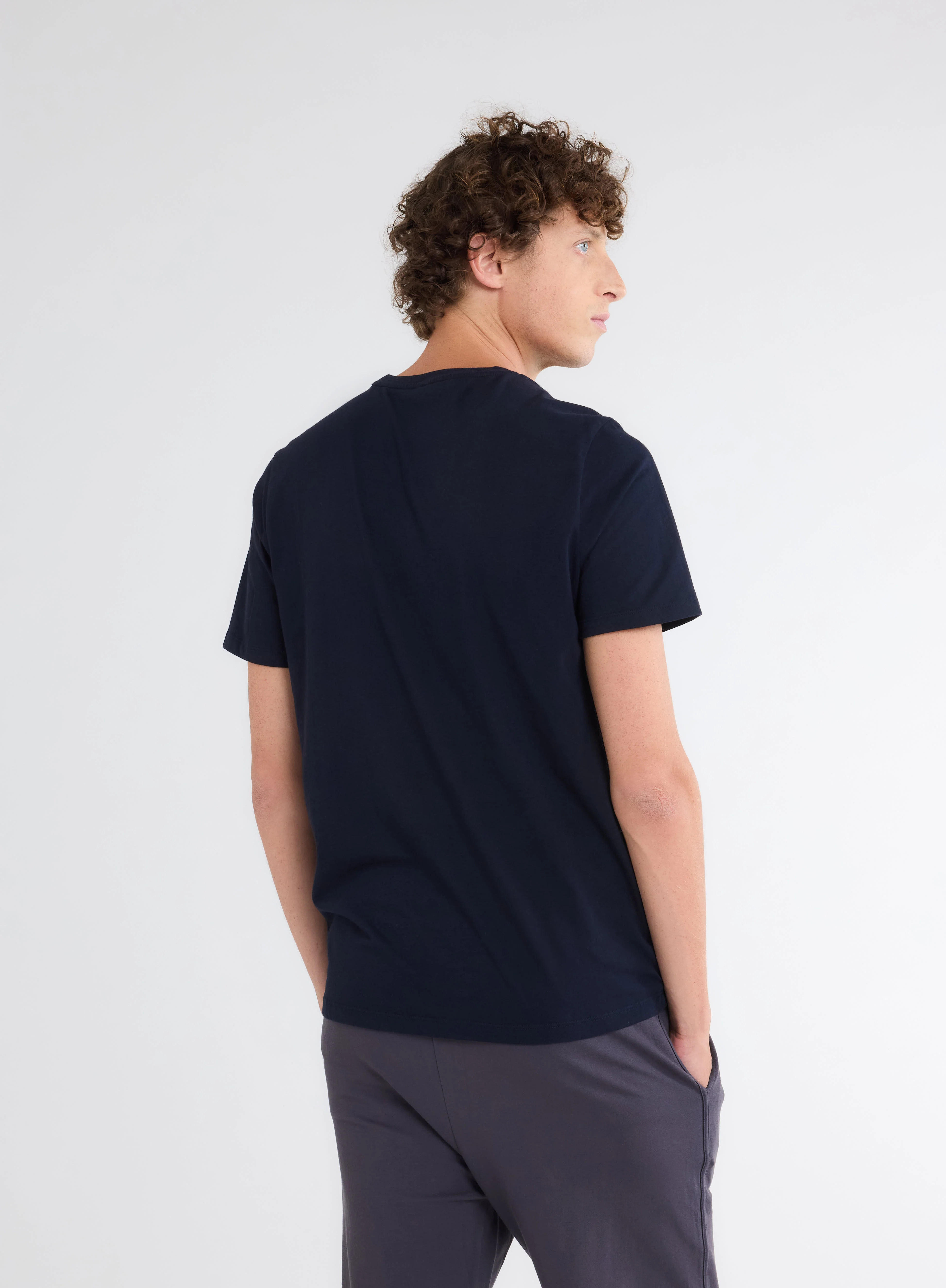 T-shirt Marine Julien Col Rond Manches Courtes en Deluxe Coton - Image 4