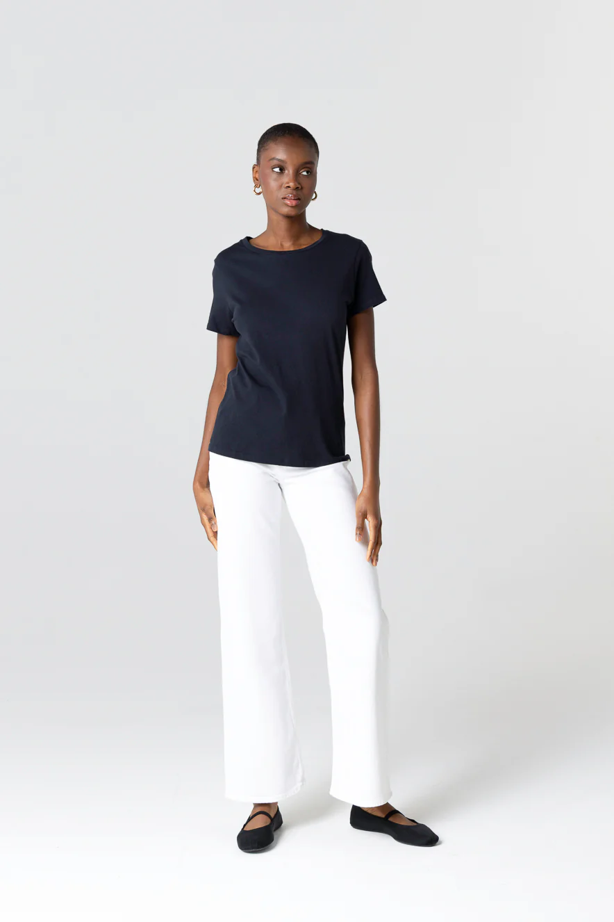 T-shirt Marine Polly Col Rond Manches Courtes en Coton - Image 3