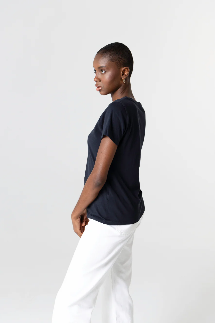 T-shirt Marine Polly Col Rond Manches Courtes en Coton - Image 4