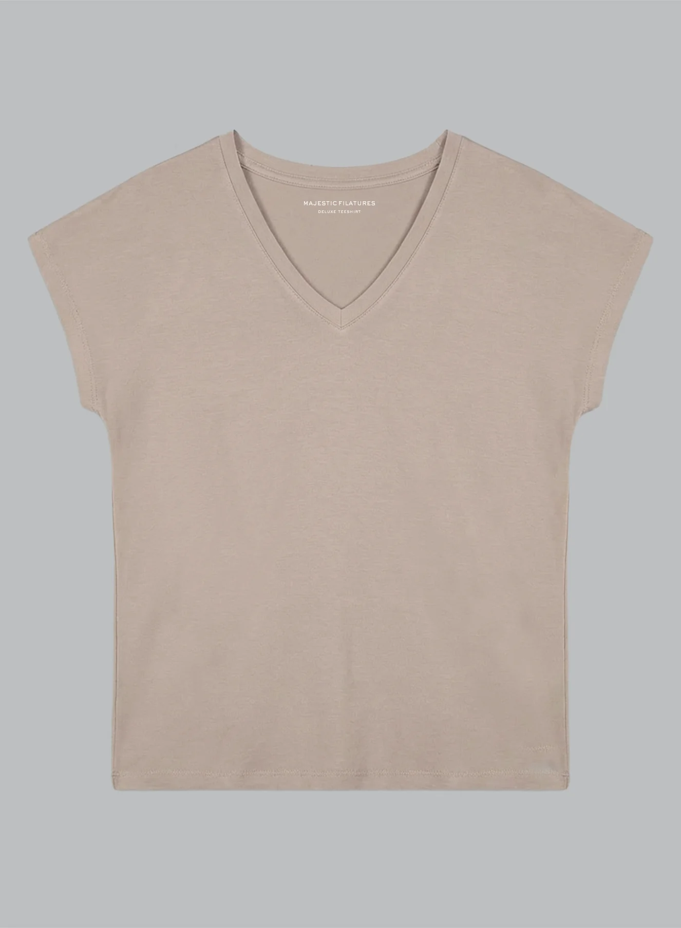 T-shirt Marron Col V Manches Courtes en Viscose / Elasthanne - Image 6