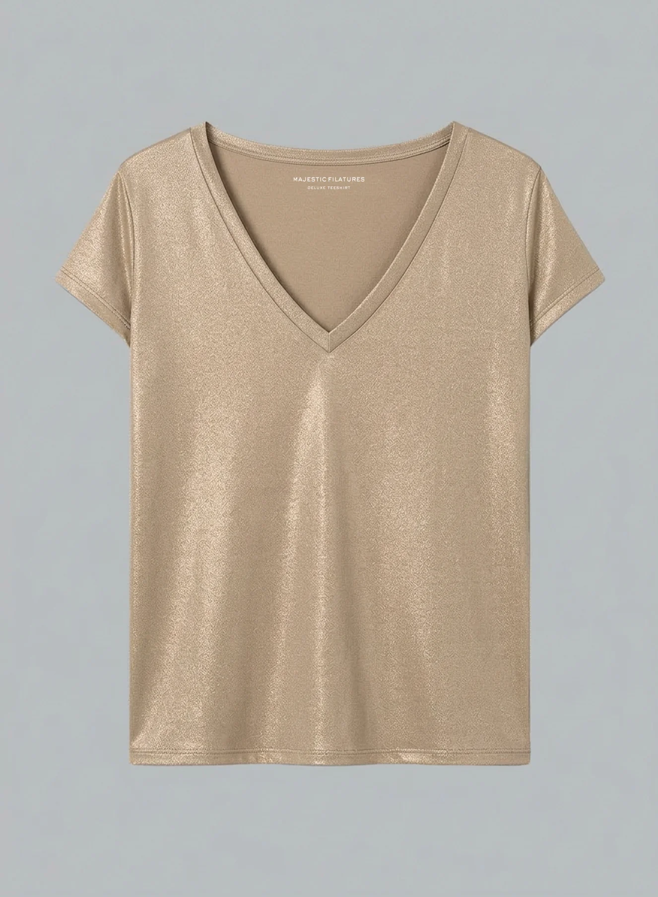 T-shirt Coffee Latte Col V Manches Courtes en Viscose / Elasthanne - Image 6
