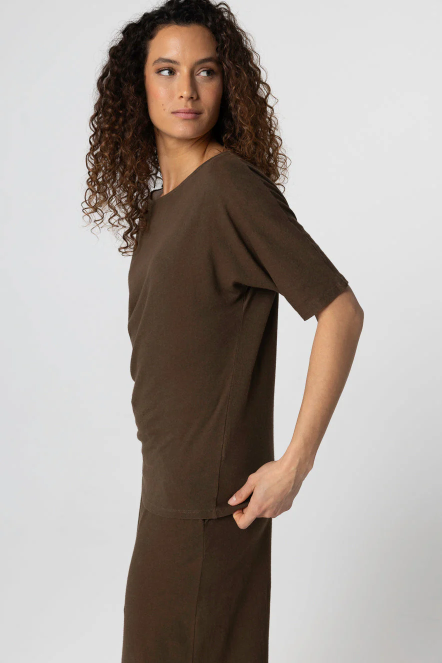 T-shirt Tonka Col Bateau Manches Courtes en Coton / Lin - Image 3