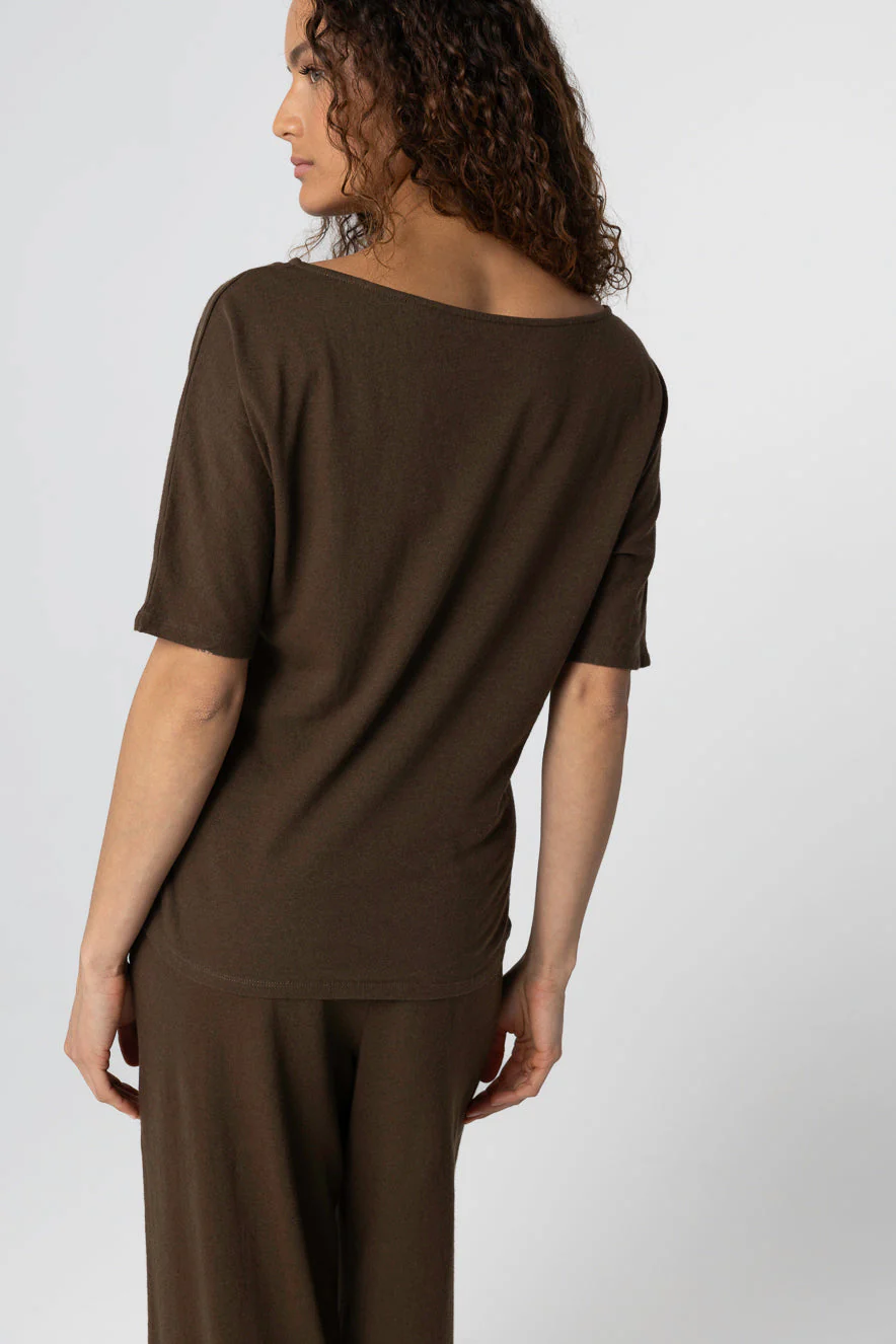 T-shirt Tonka Col Bateau Manches Courtes en Coton / Lin - Image 4