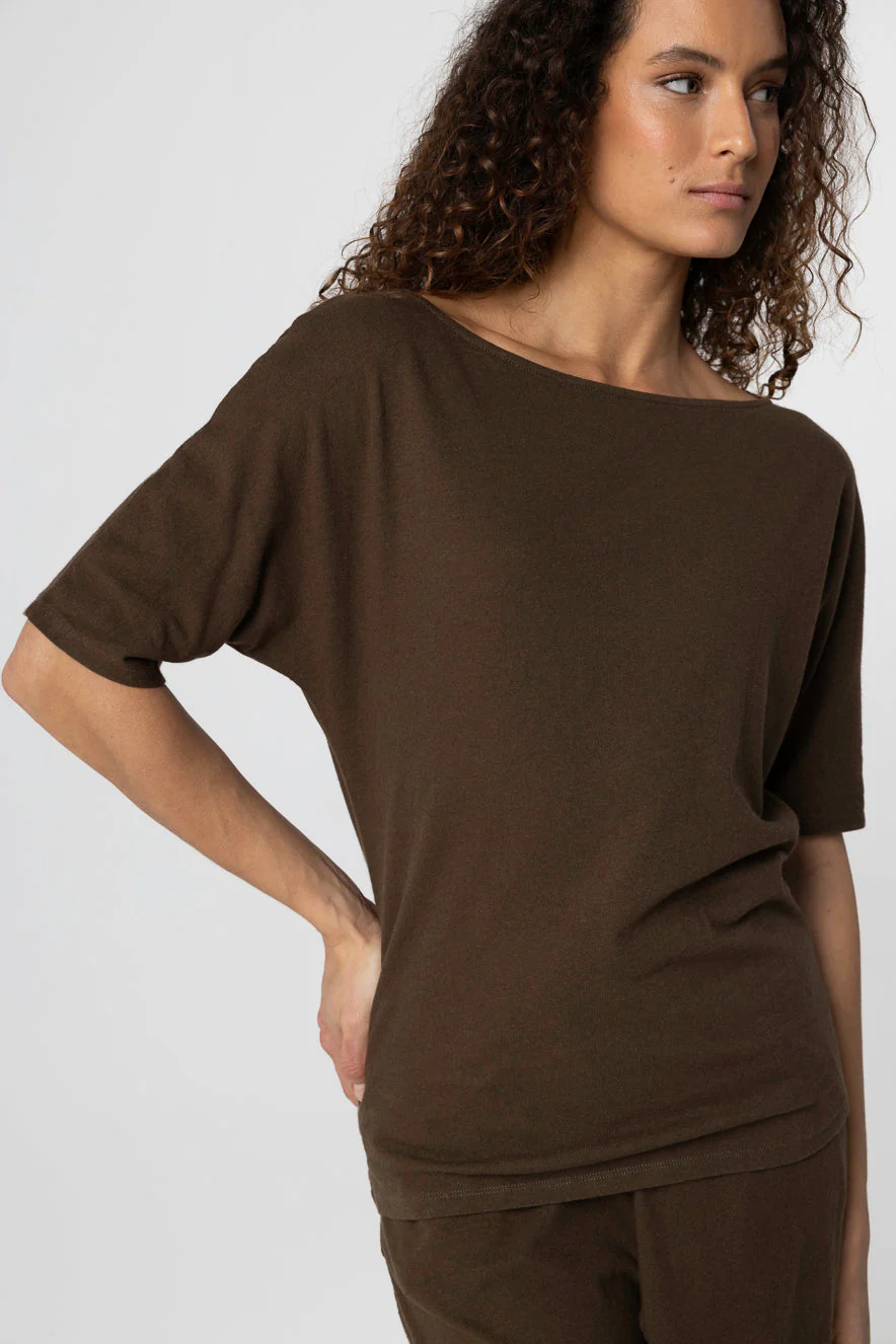 T-shirt Tonka Col Bateau Manches Courtes en Coton / Lin - Image 5