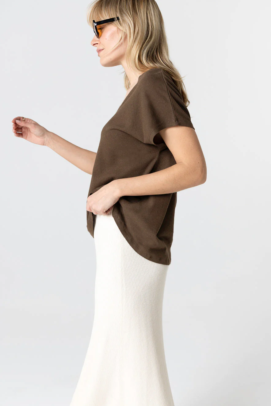 T-shirt Tonka Col V Manches Courtes en Coton / Lin - Image 3
