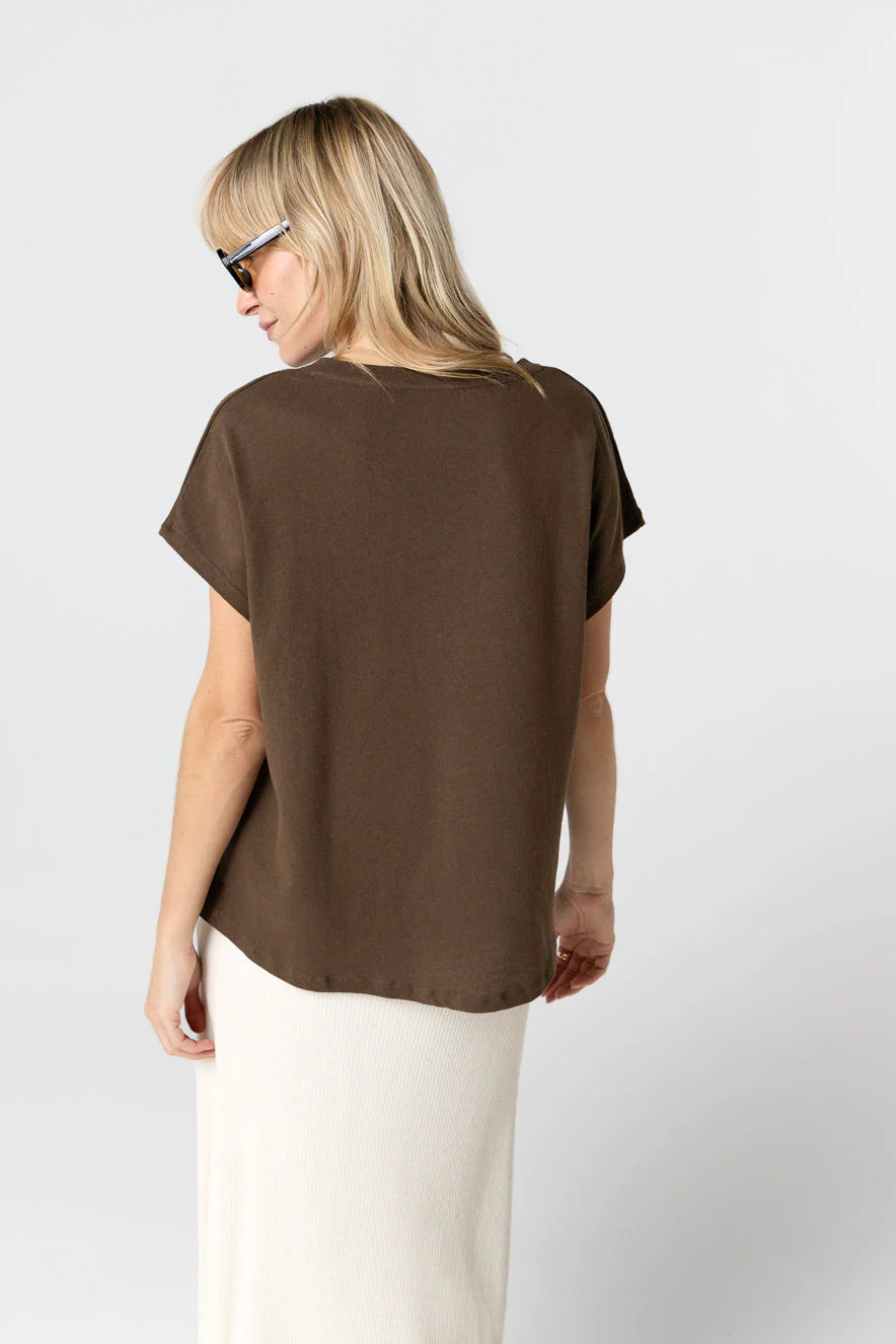 T-shirt Tonka Col V Manches Courtes en Coton / Lin - Image 4