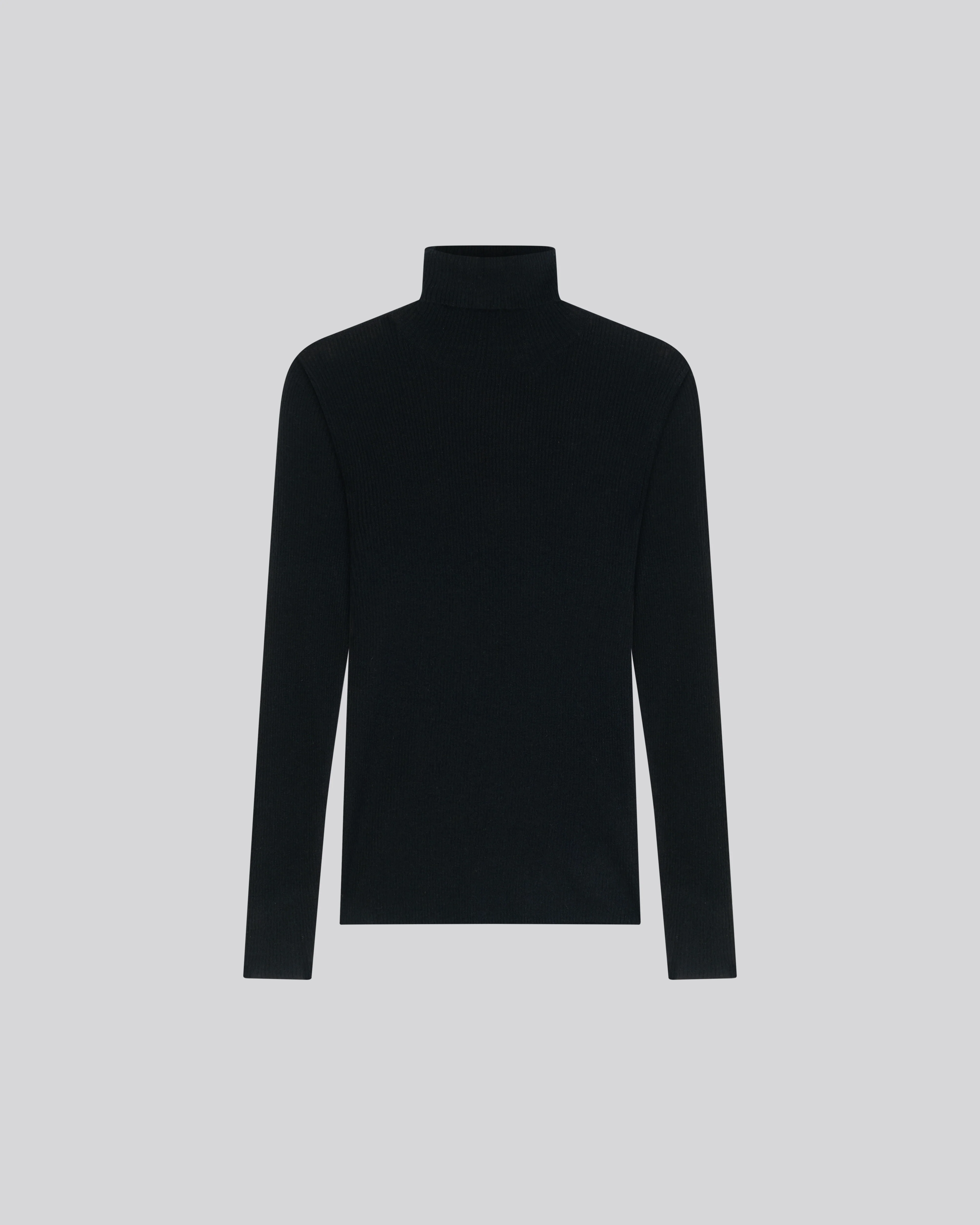 T-shirt Noir Col Montant Manches Longues en Cachemire - Image 7