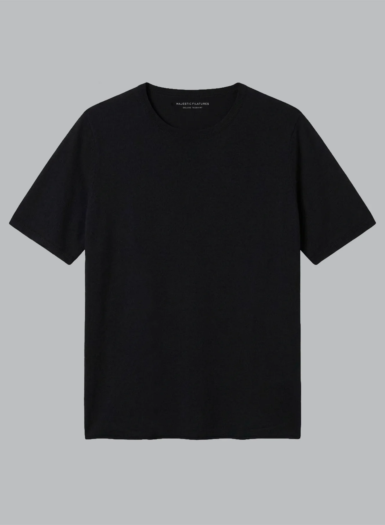 T-shirt Noir Col Rond Manches Courtes en Cachemire - Image 6