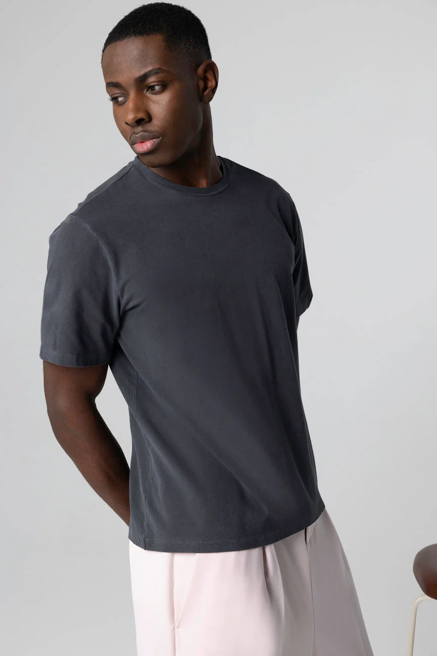 T-shirt Noir Col Rond Manches Courtes en Coton organique / Elasthanne - Image 3