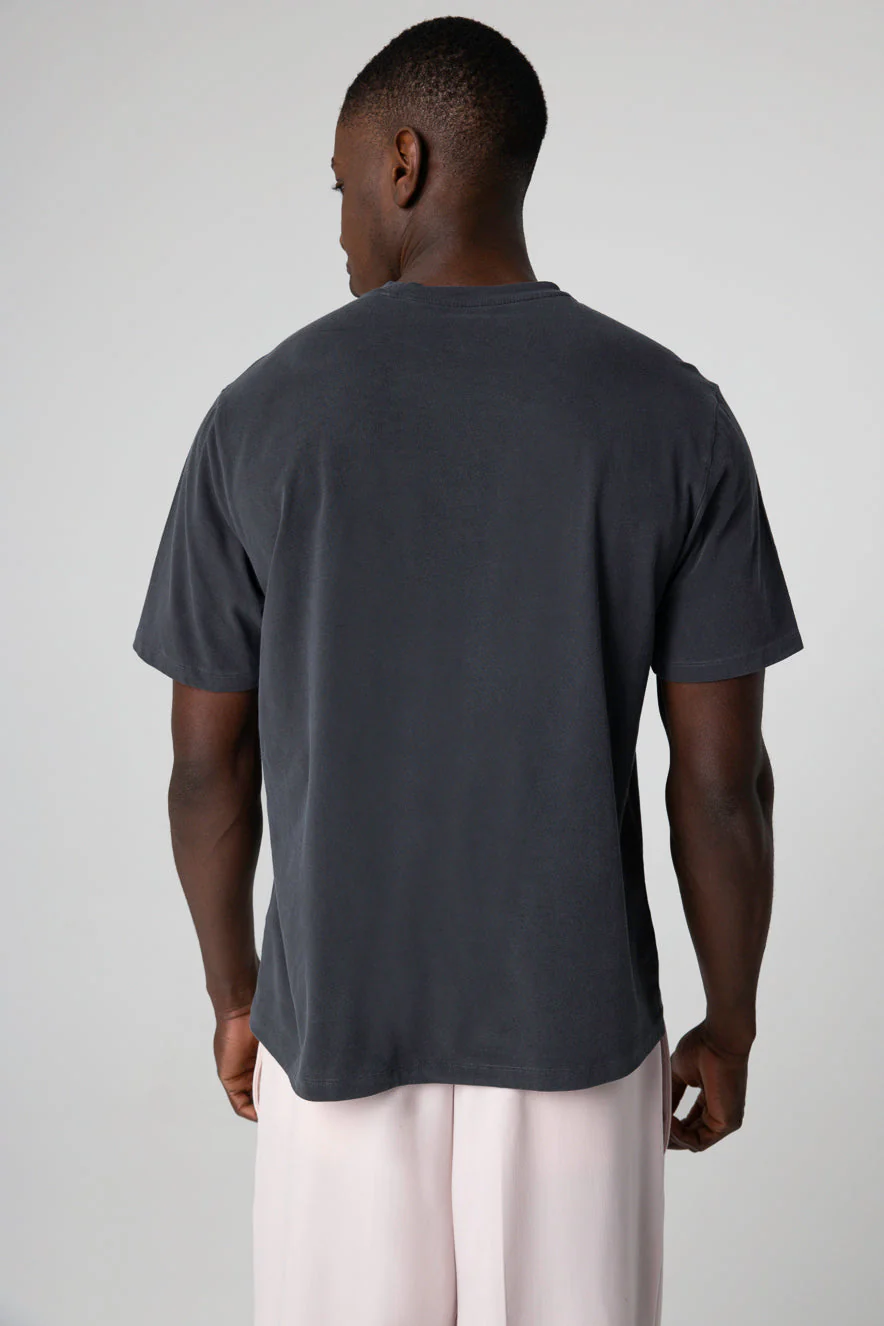 T-shirt Noir Col Rond Manches Courtes en Coton organique / Elasthanne - Image 4