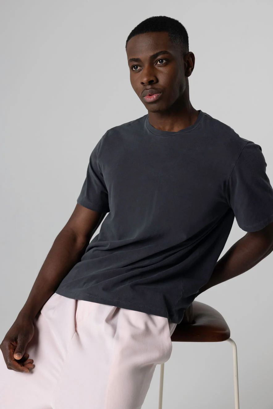 T-shirt Noir Col Rond Manches Courtes en Coton organique / Elasthanne - Image 5