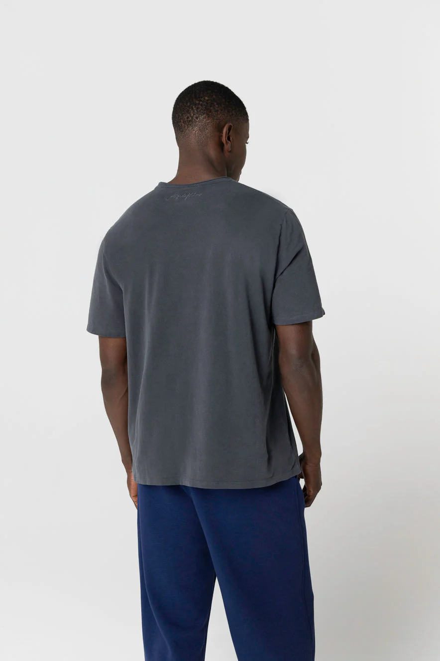 T-shirt Noir Col Rond Manches Courtes en Coton organique / Elasthanne - Image 3
