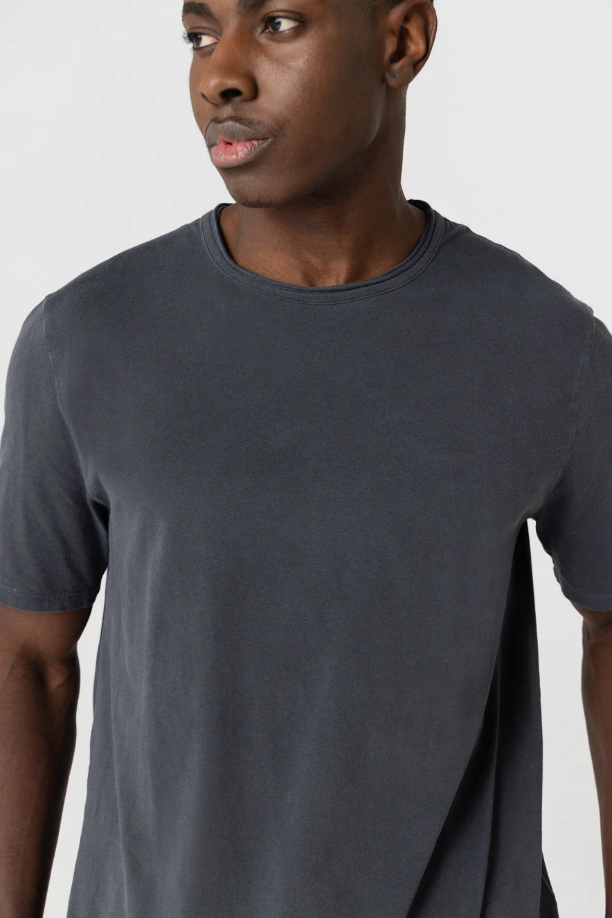 T-shirt Noir Col Rond Manches Courtes en Coton organique / Elasthanne - Image 4