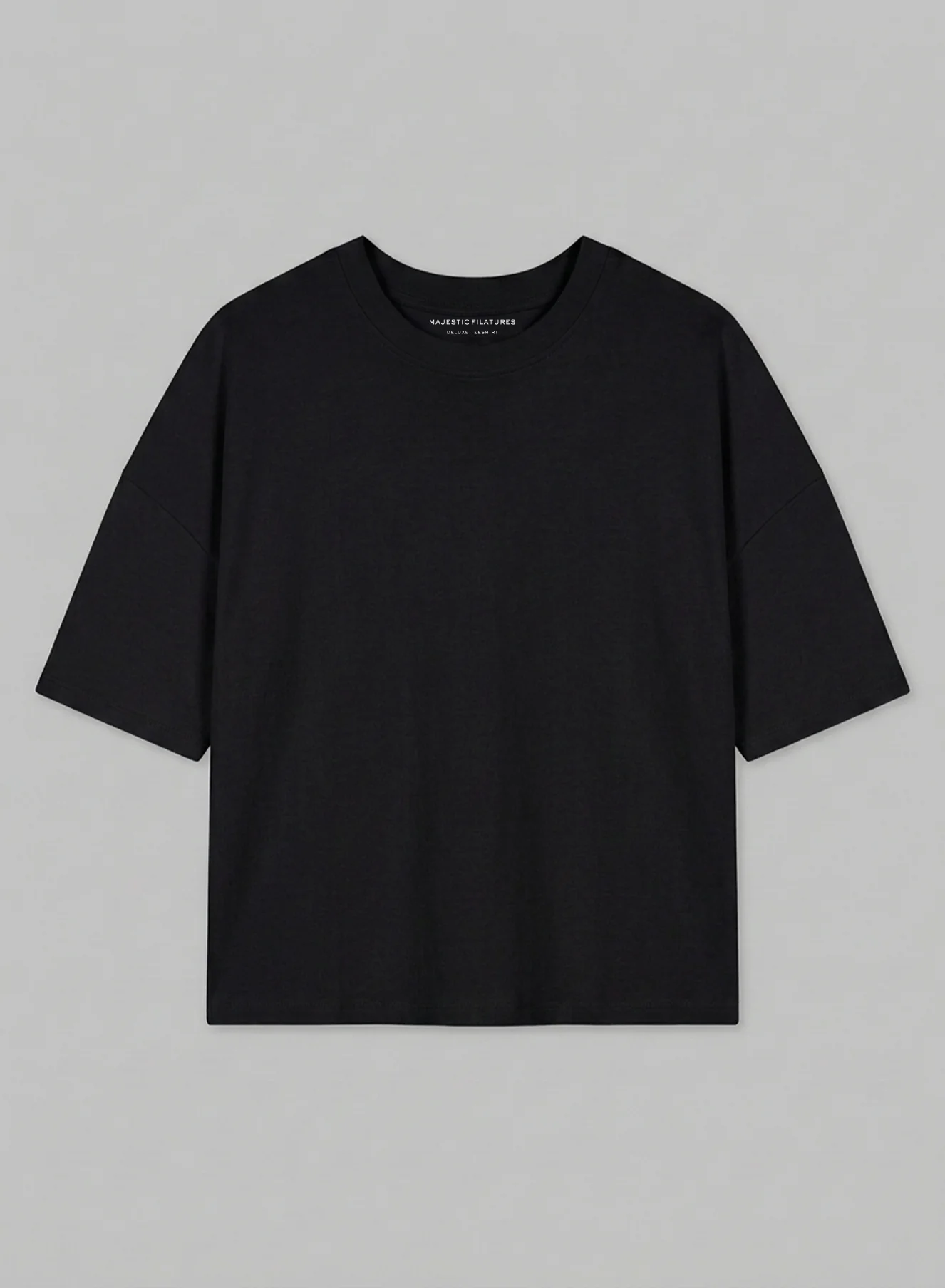 T-shirt Noir Col Rond Manches Courtes en Coton Organique - Image 6