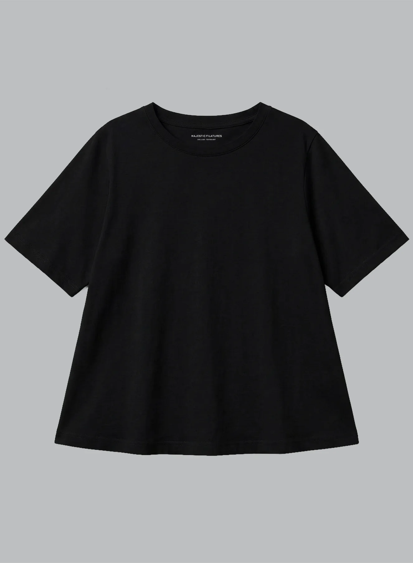 T-shirt Noir Col Rond Manches Courtes en Coton Supima - Image 6