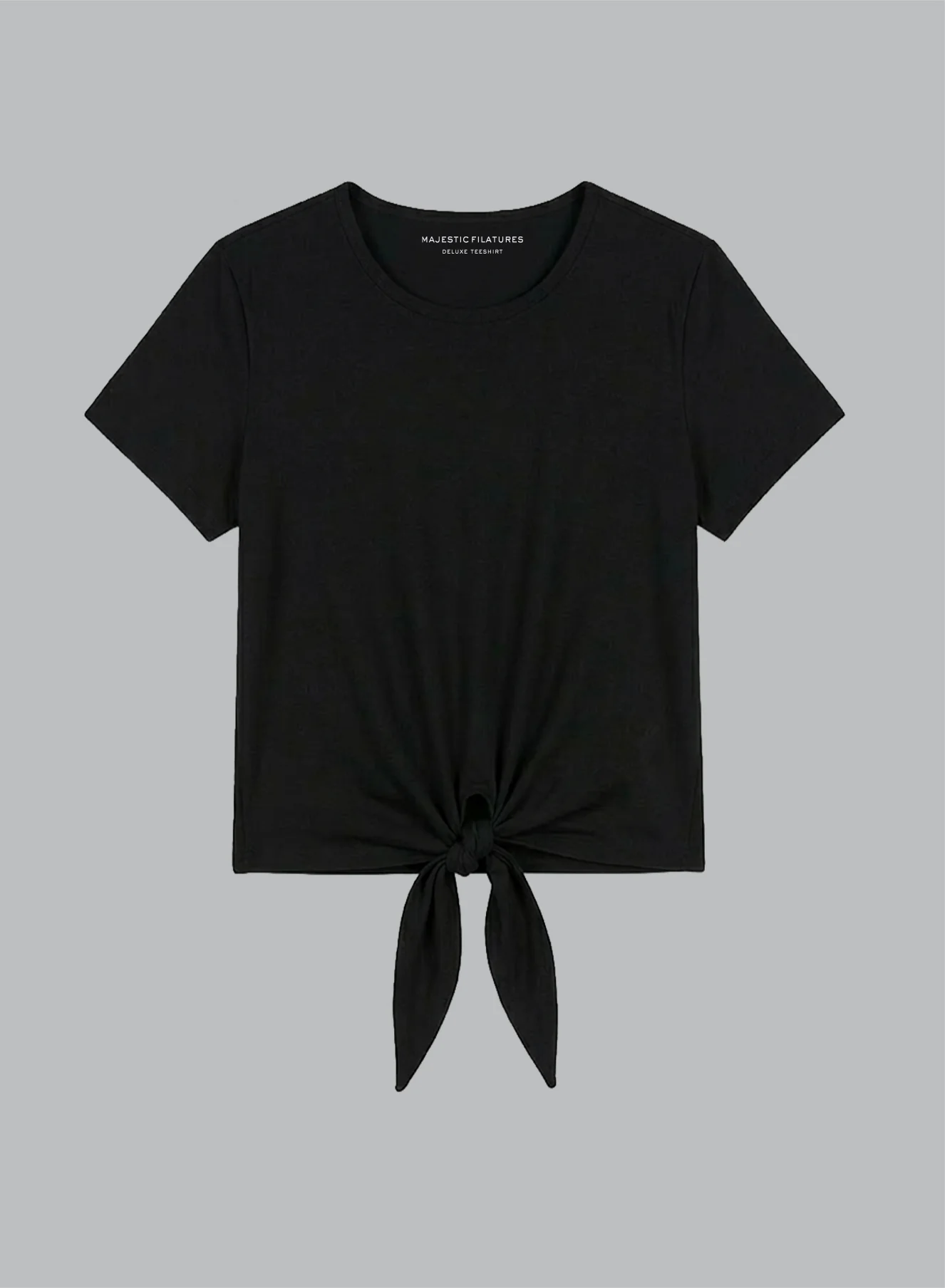 T-shirt Noir Col Rond Manches Courtes en Coton Supima - Image 6
