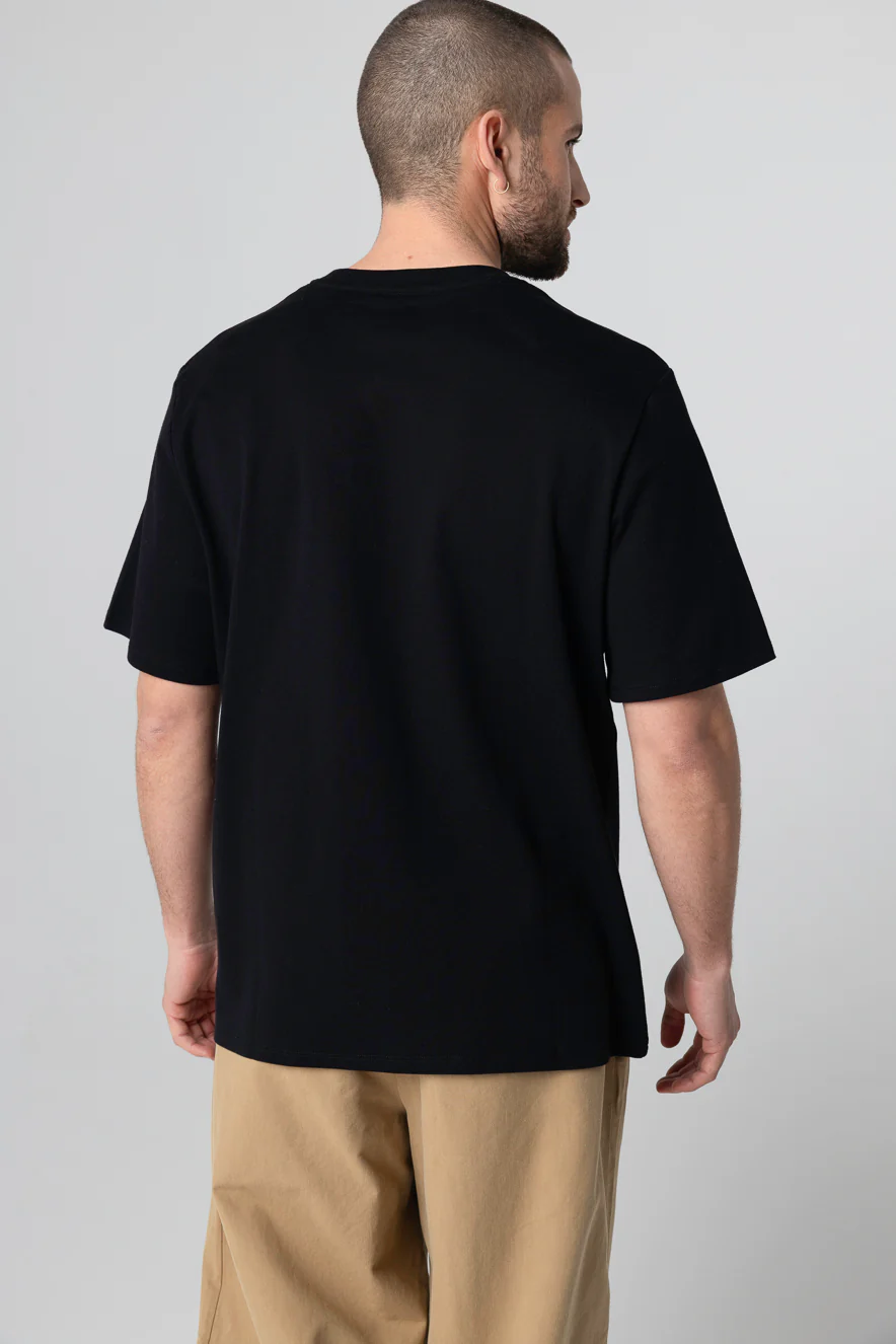 T-shirt Noir Col Rond Manches Courtes en Coton Supima - Image 4
