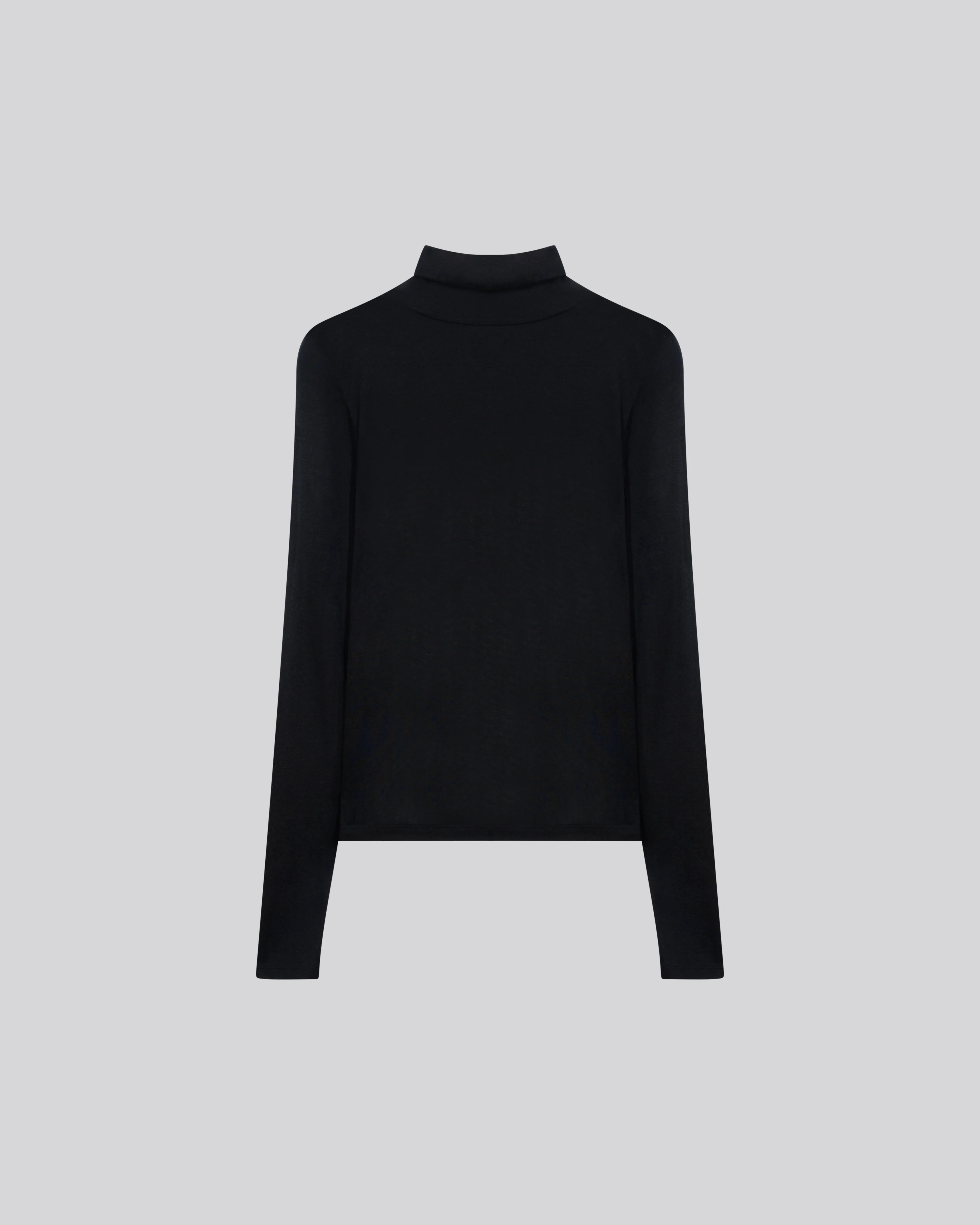 T-shirt Noir Col Roulé Manches Longues en Viscose / Cachemire - Image 6
