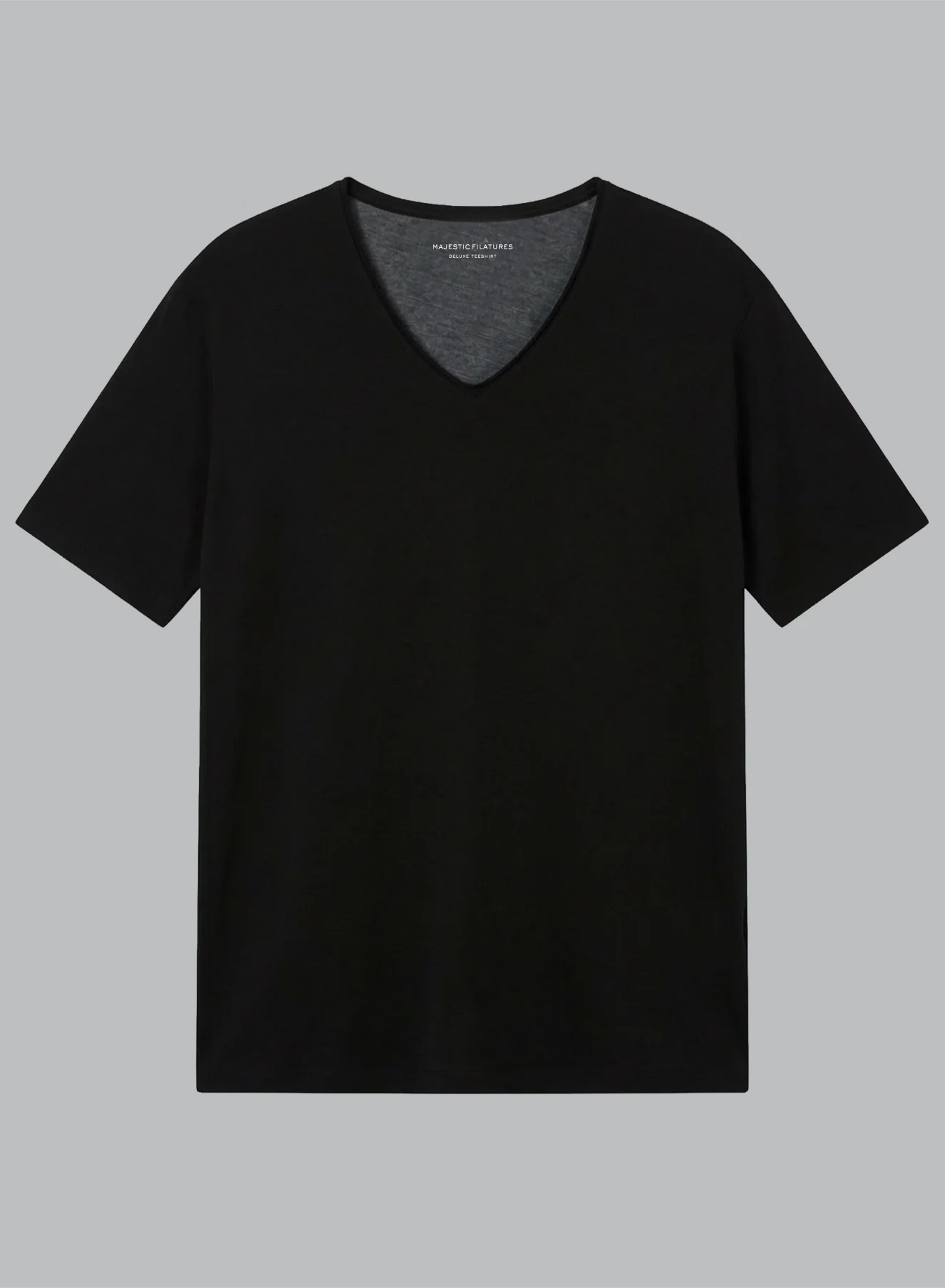 T-shirt Noir Col V Manches Courtes en Coton organique - Image 6