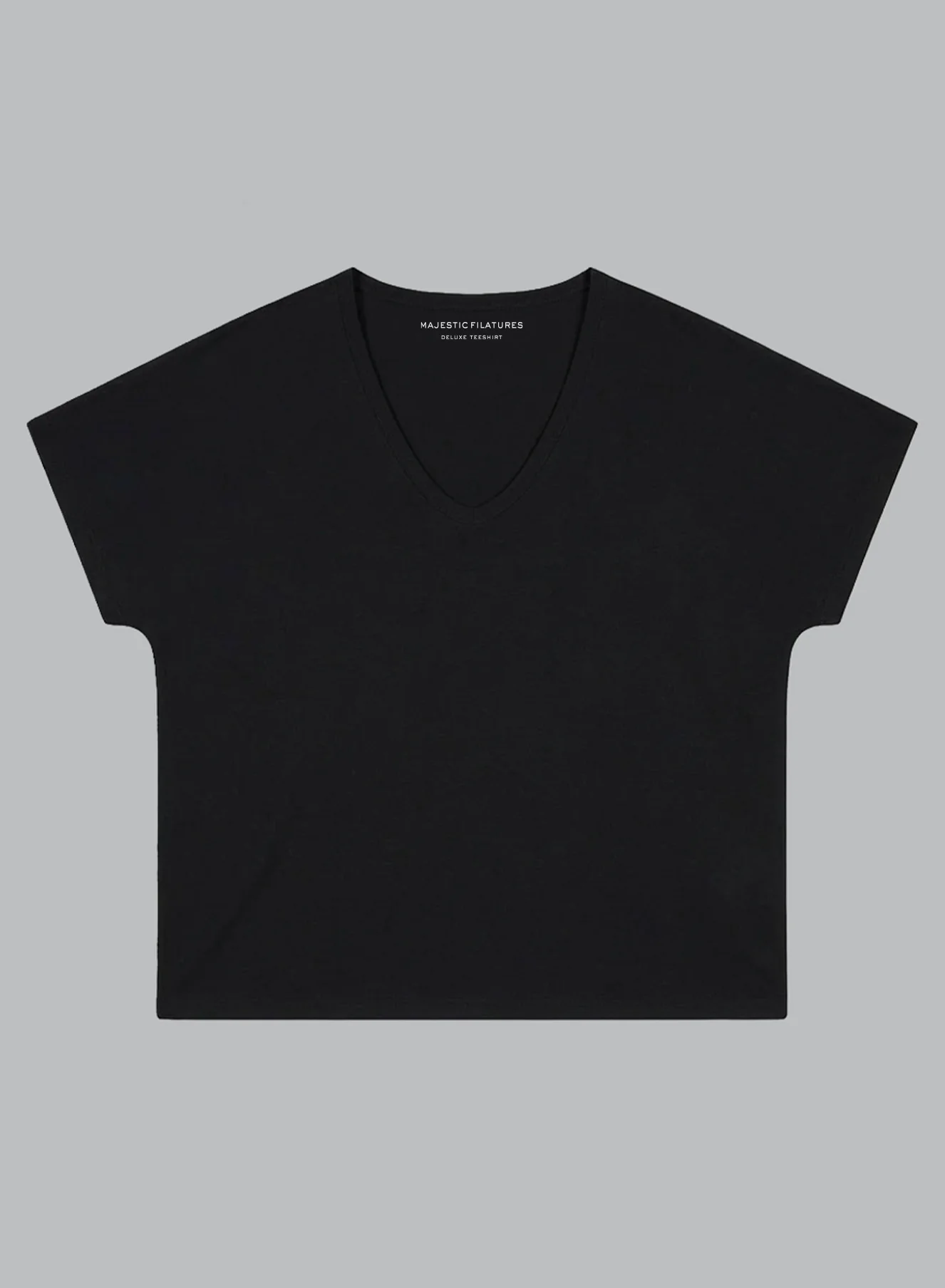 T-shirt Noir Col V Manches Courtes en Coton Supima - Image 5