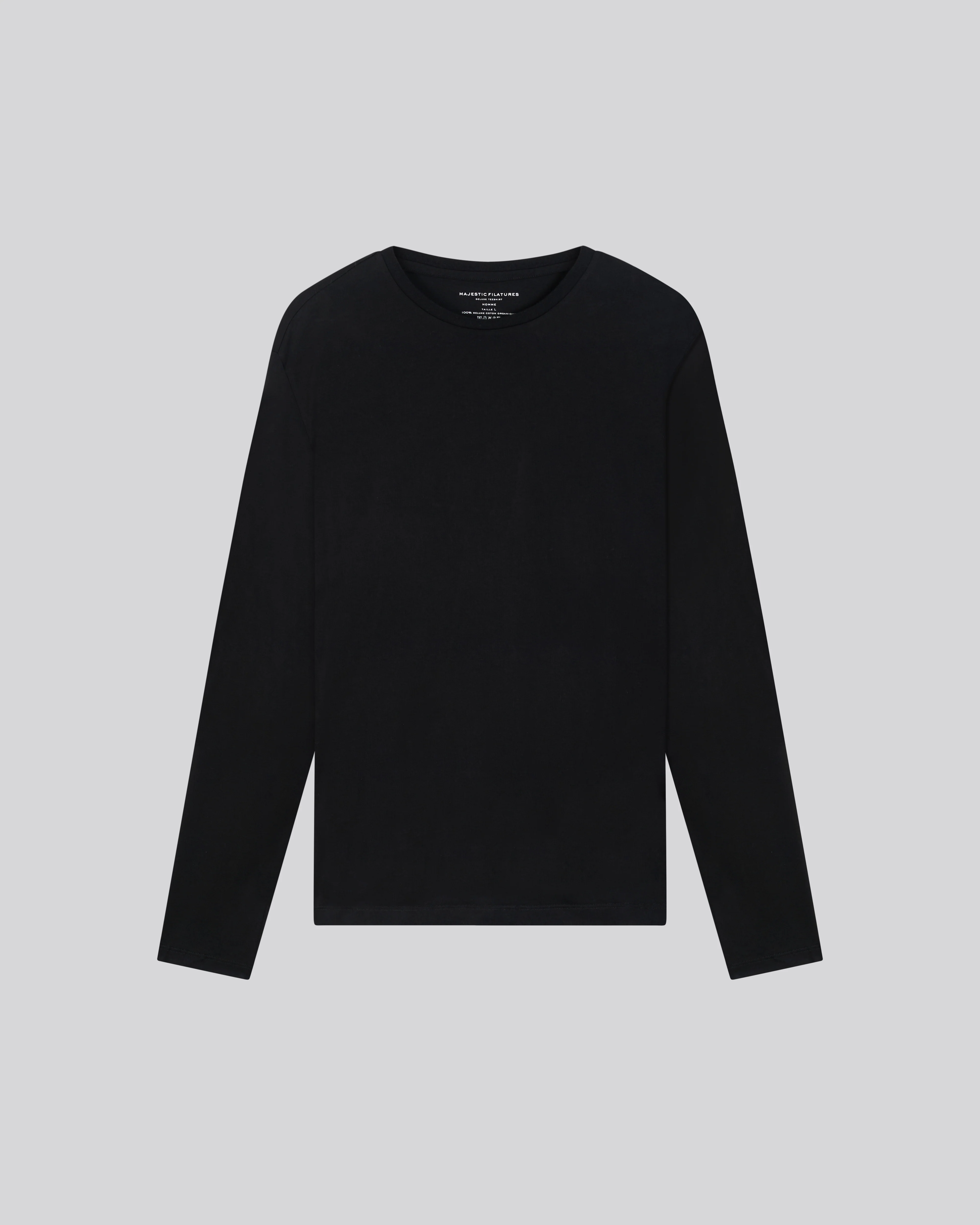 T-shirt Noir James col rond manches longues en Deluxe Coton - Image 6