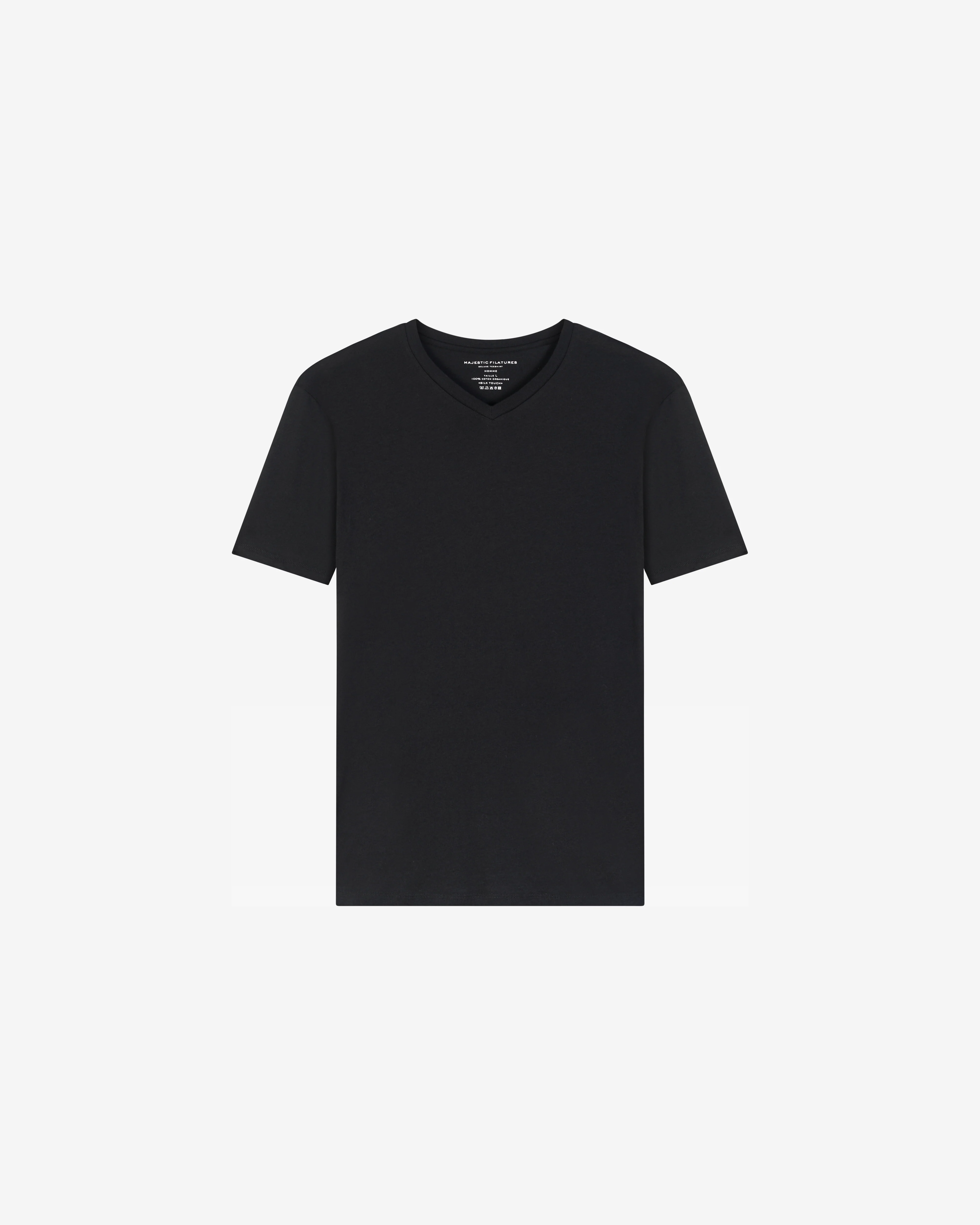 T-shirt Noir Paul Col V Manches Courtes en Coton - Image 6