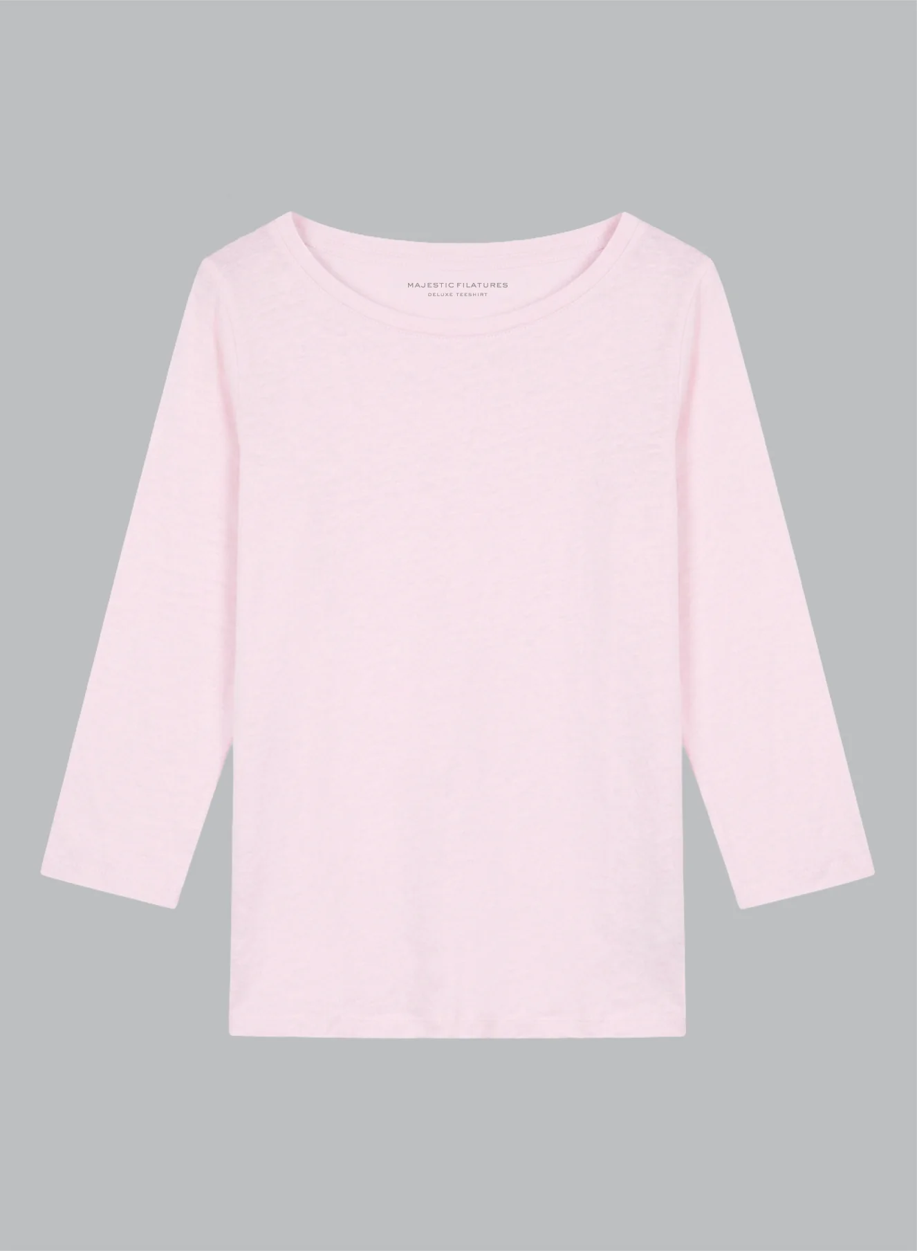 T-shirt Rose Col Bateau Manches Trois quarts en Lin / Elasthanne - Image 6
