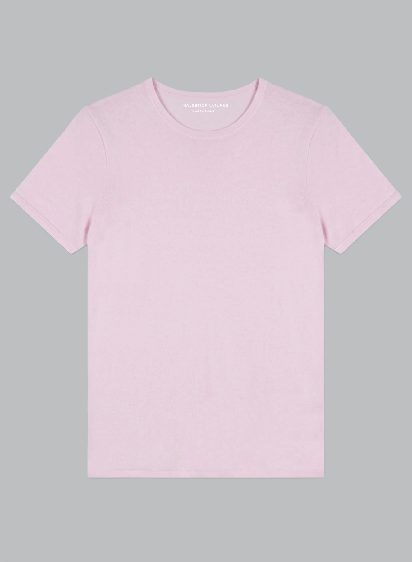 T-shirt Rose Col Rond Manches Courtes en Cachemire - Image 6