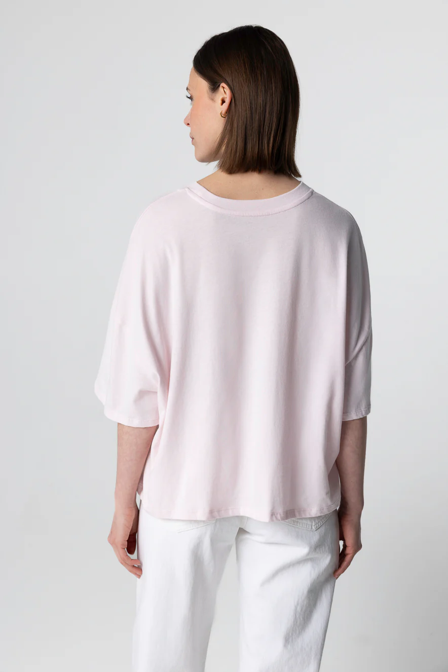 T-shirt Rose Col Rond Manches Courtes en Coton Organique - Image 3