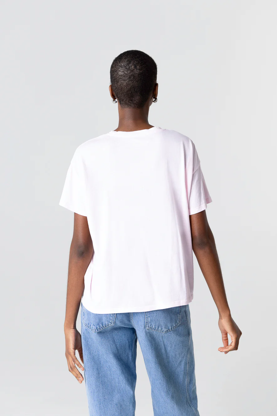 T-shirt Rose Col Rond Manches Courtes en Coton organique - Image 3