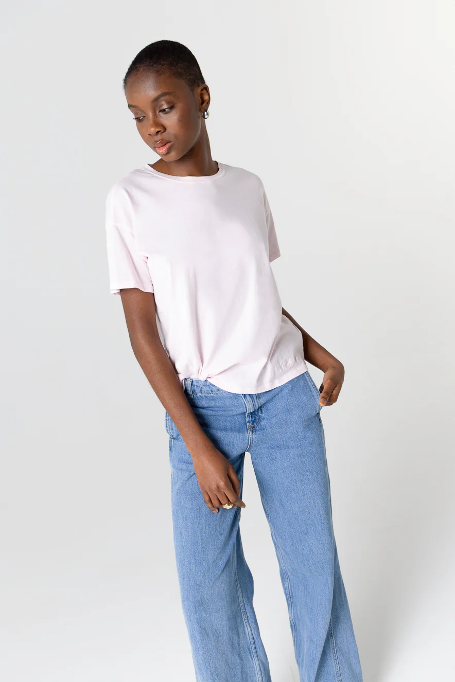 T-shirt Rose Col Rond Manches Courtes en Coton organique - Image 5