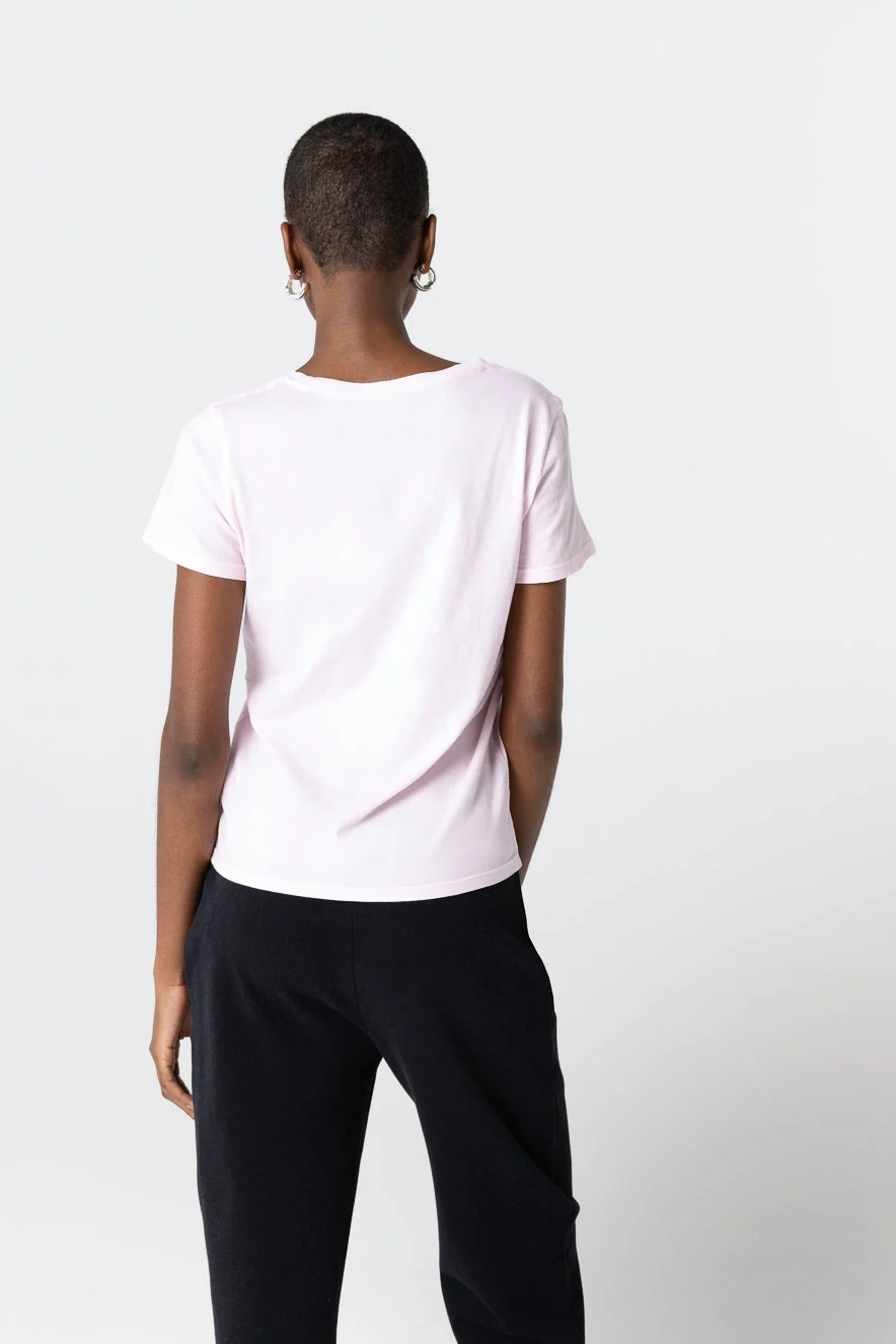 T-shirt Rose Col Rond Manches Courtes en Coton organique - Image 3