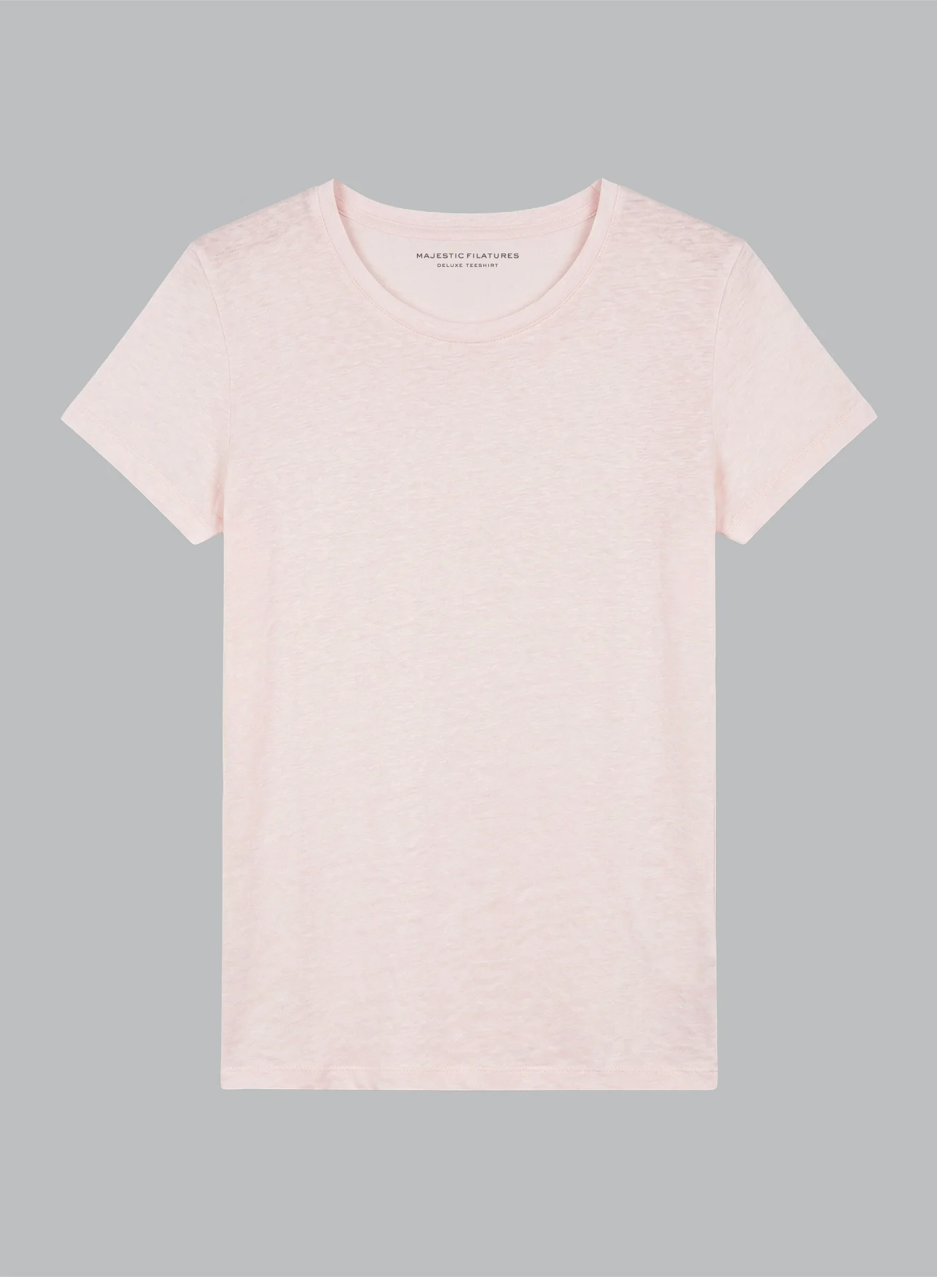 T-shirt Rose Col Rond Manches Courtes en Lin / Elasthanne - Image 5