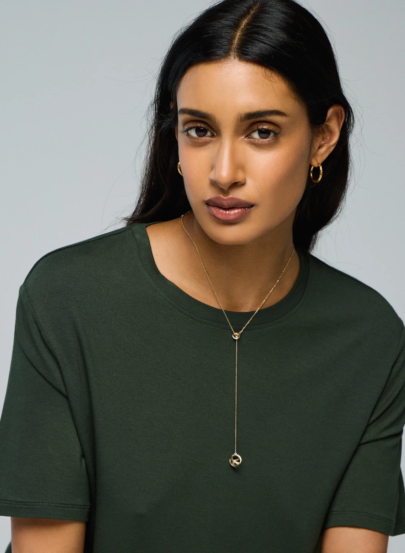 T-shirt Vert Col Rond Manches Courtes en Viscose / Elasthanne - Image 3