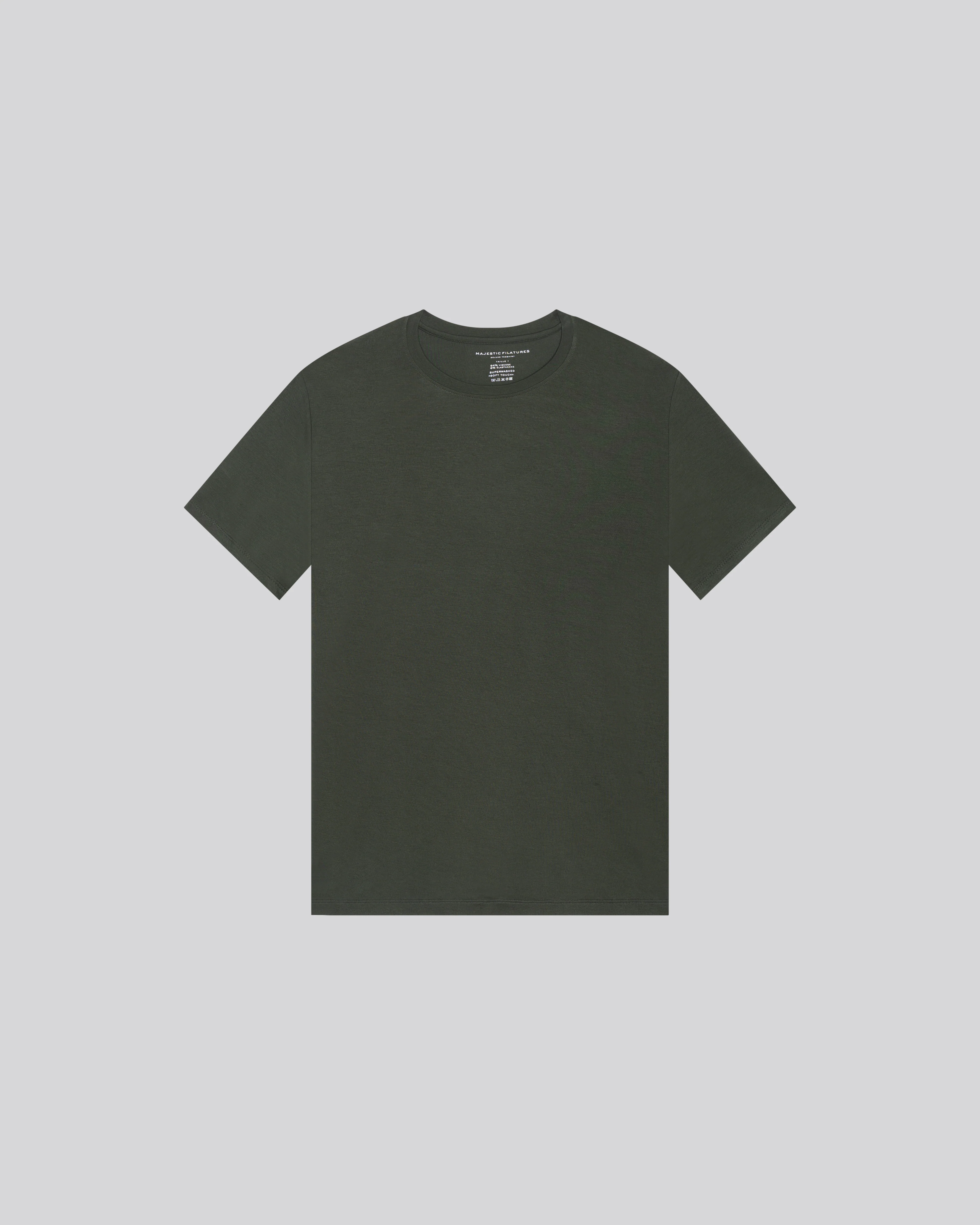 T-shirt Vert Col Rond Manches Courtes en Viscose / Elasthanne - Image 6