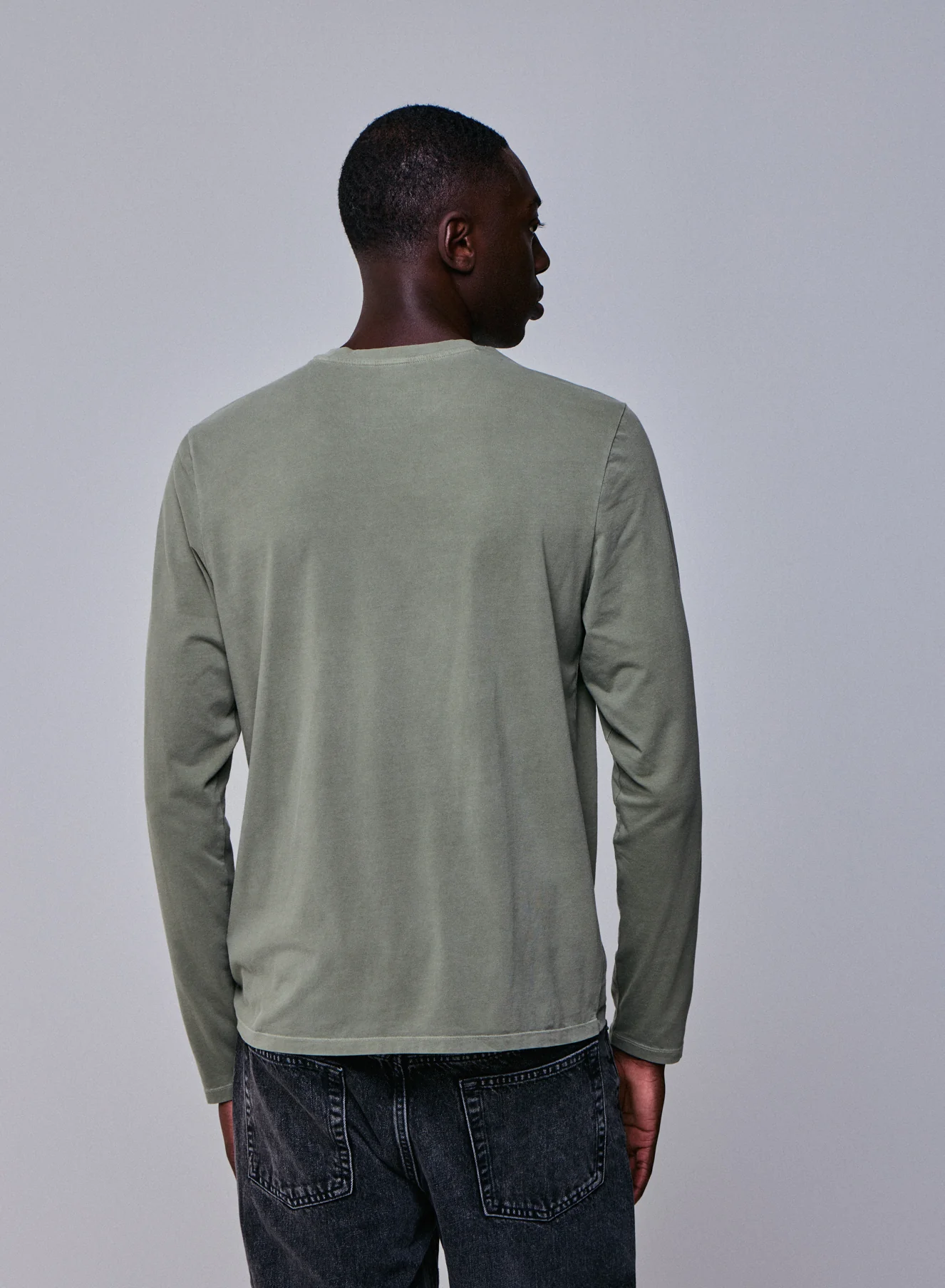 T-shirt Vert Col Rond Manches Longues en Coton organique / Elasthanne - Image 5